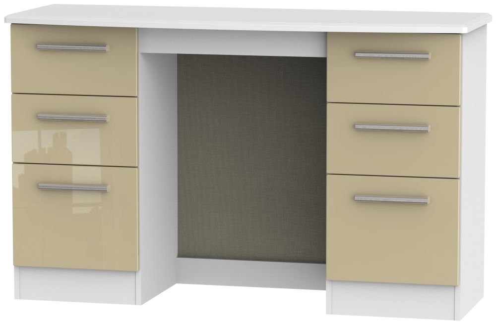 Knightsbridge Dressing Table - Double - 6 Drawer - Mushroom and White