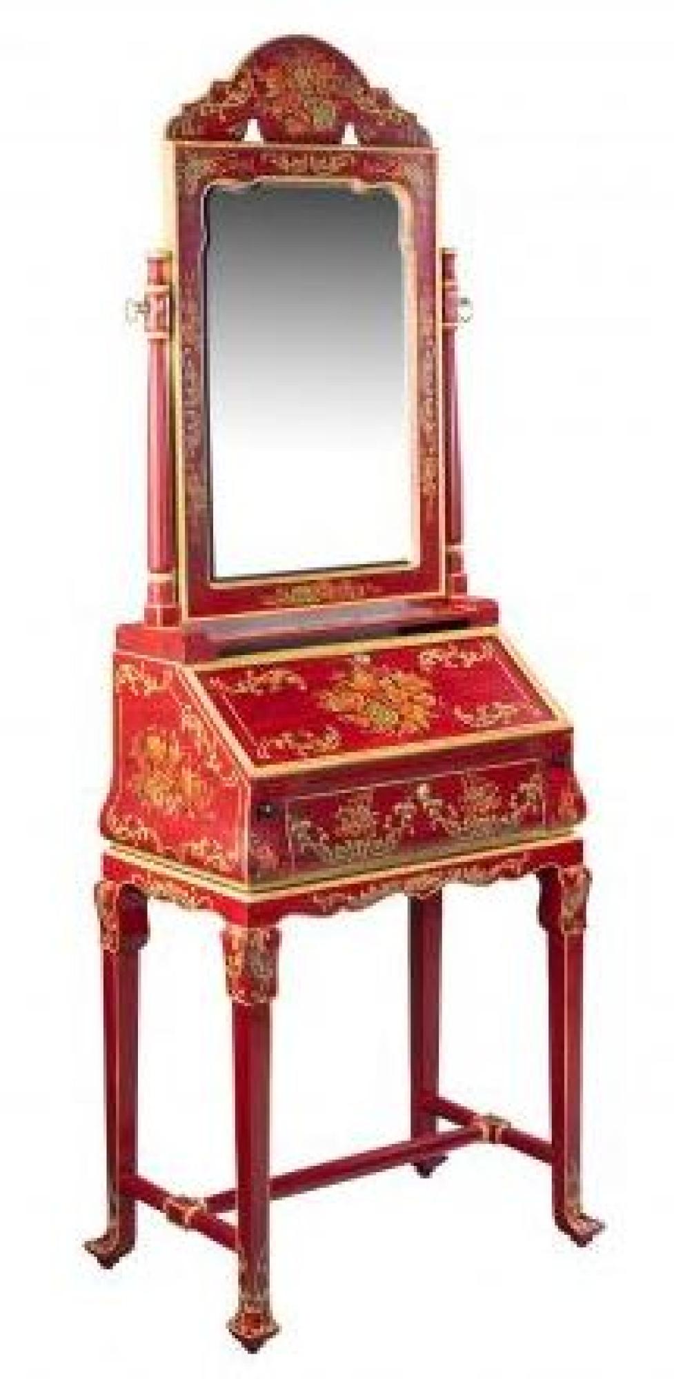 Meerut Dressing Table - with Mirror - Floral Design - Red