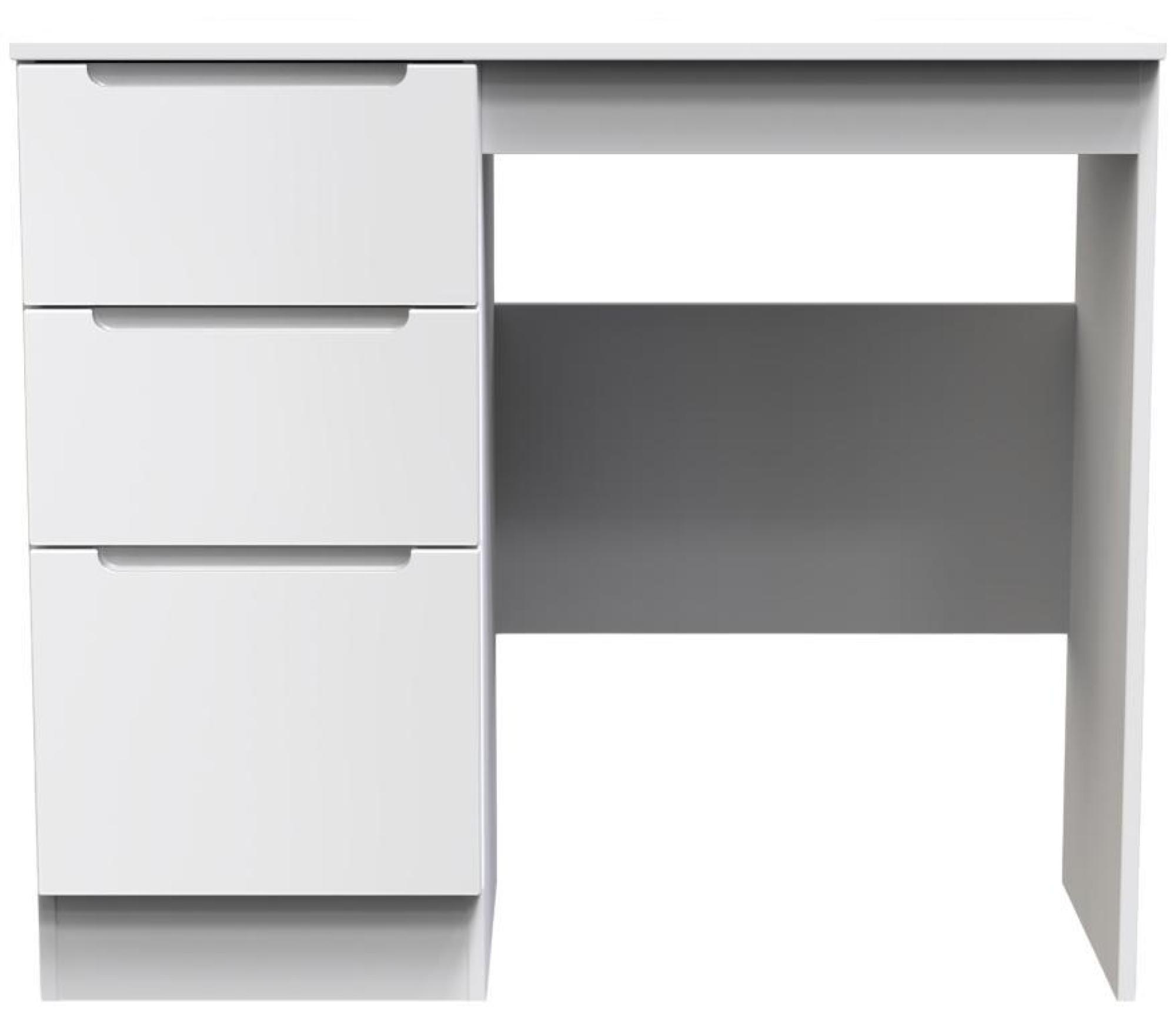 Milan Dressing Table - Single - 3 Drawer - White Gloss