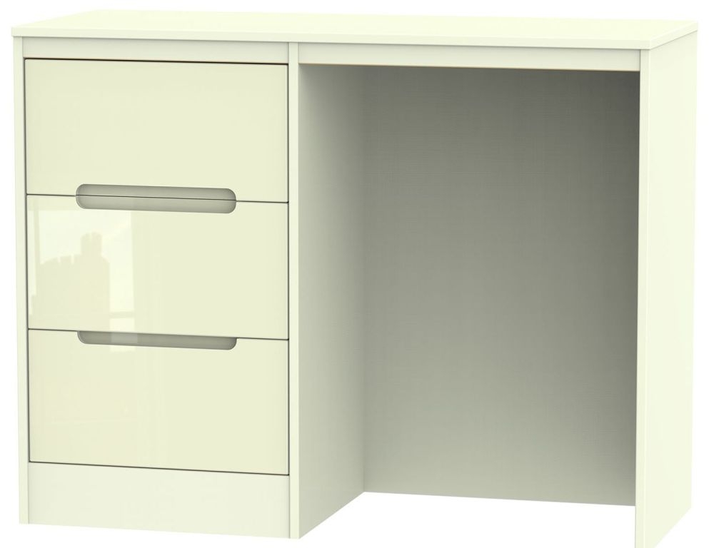 Monaco Dressing Table - Single - 3 Drawer - Cream Gloss