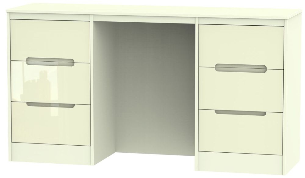 Monaco Dressing Table - Double - 6 Drawer - Cream Gloss
