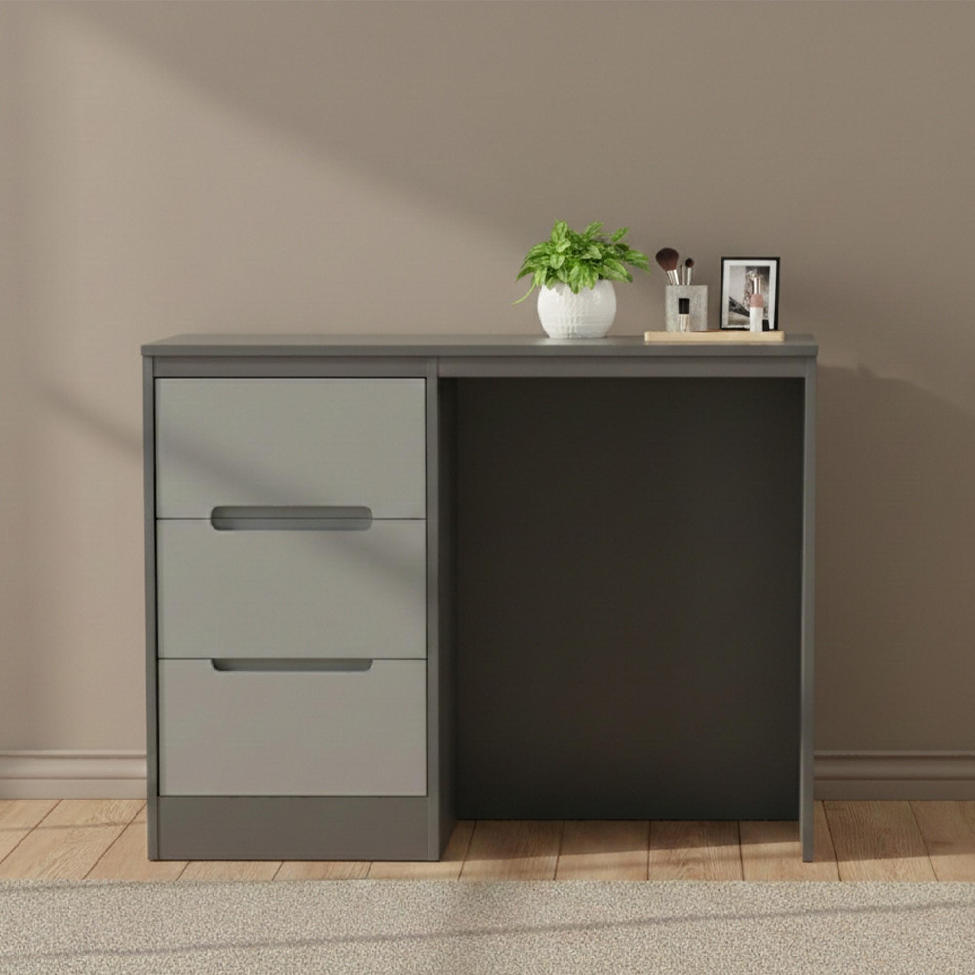 Monaco Dressing Table - Single - 3 Drawer - Grey Gloss and Graphite
