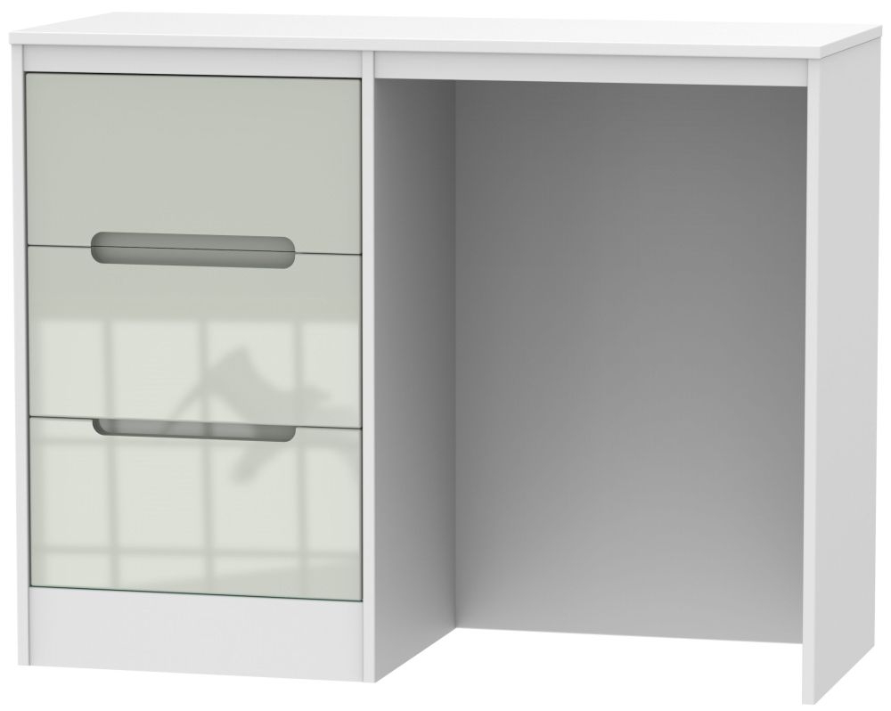 Monaco Dressing Table - Single - 3 Drawer - Cashmere Gloss and White