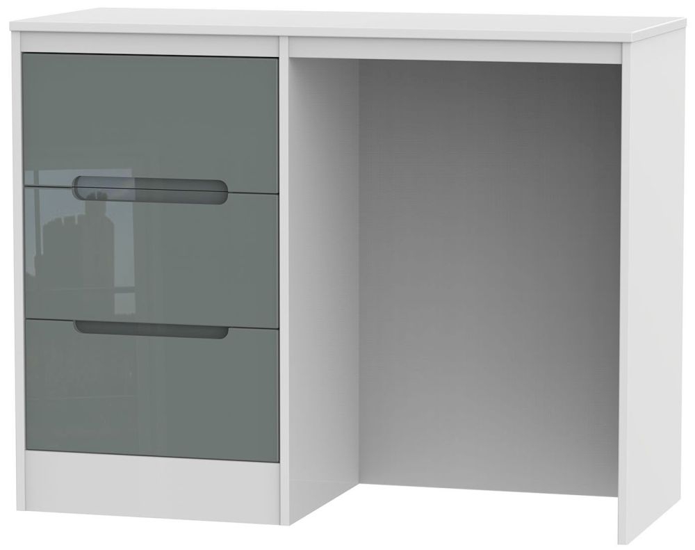 Monaco Dressing Table - Single - 3 Drawer - Grey Gloss and White