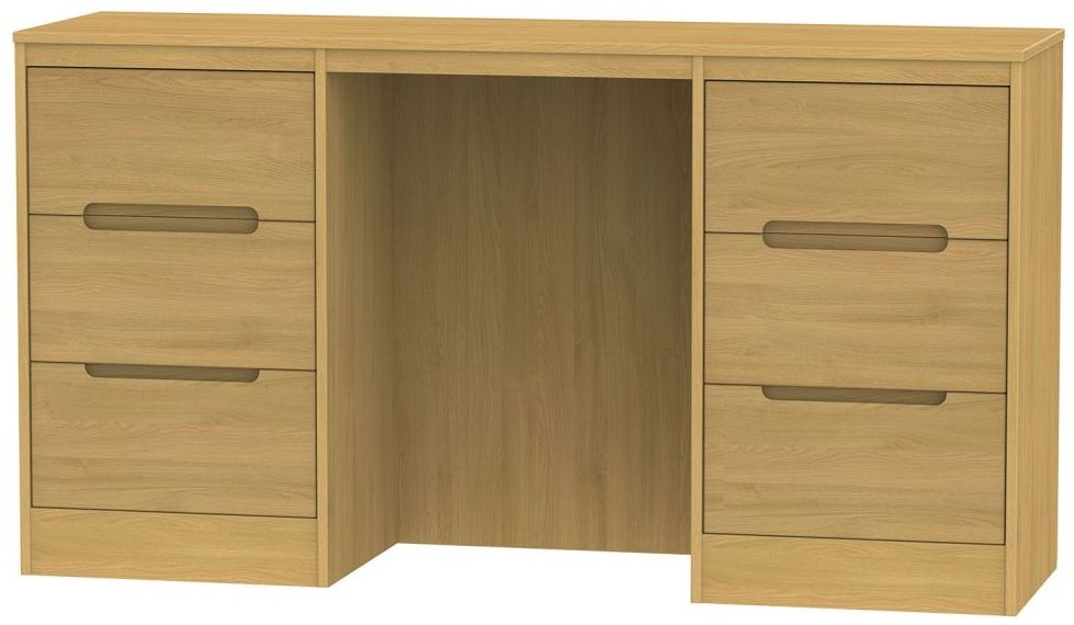 Monaco Dressing Table - Double - 6 Drawer - Modern Oak