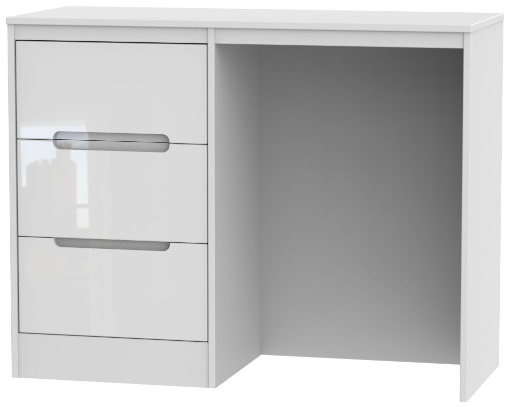 Monaco Dressing Table - Single - 3 Drawer - White Gloss
