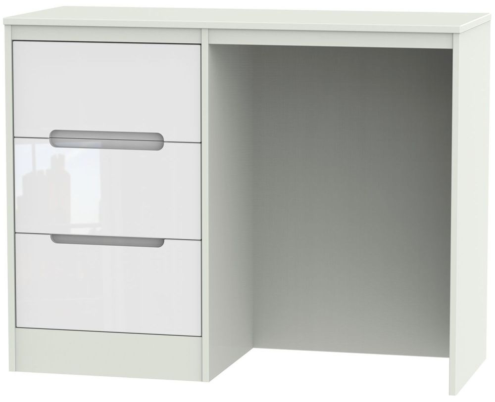 Monaco Dressing Table - Single - 3 Drawer - White Gloss and Cashmere