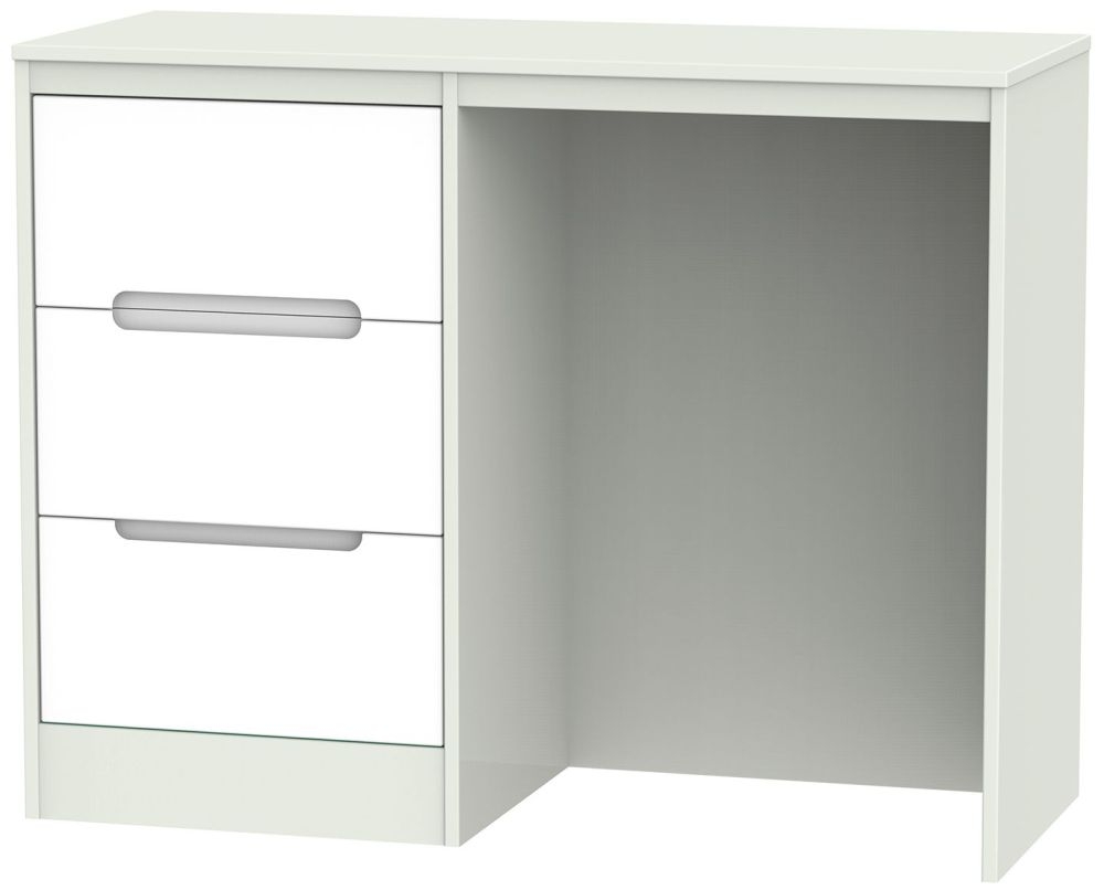 Monaco Dressing Table - Single - 3 Drawer - White and Cashmere