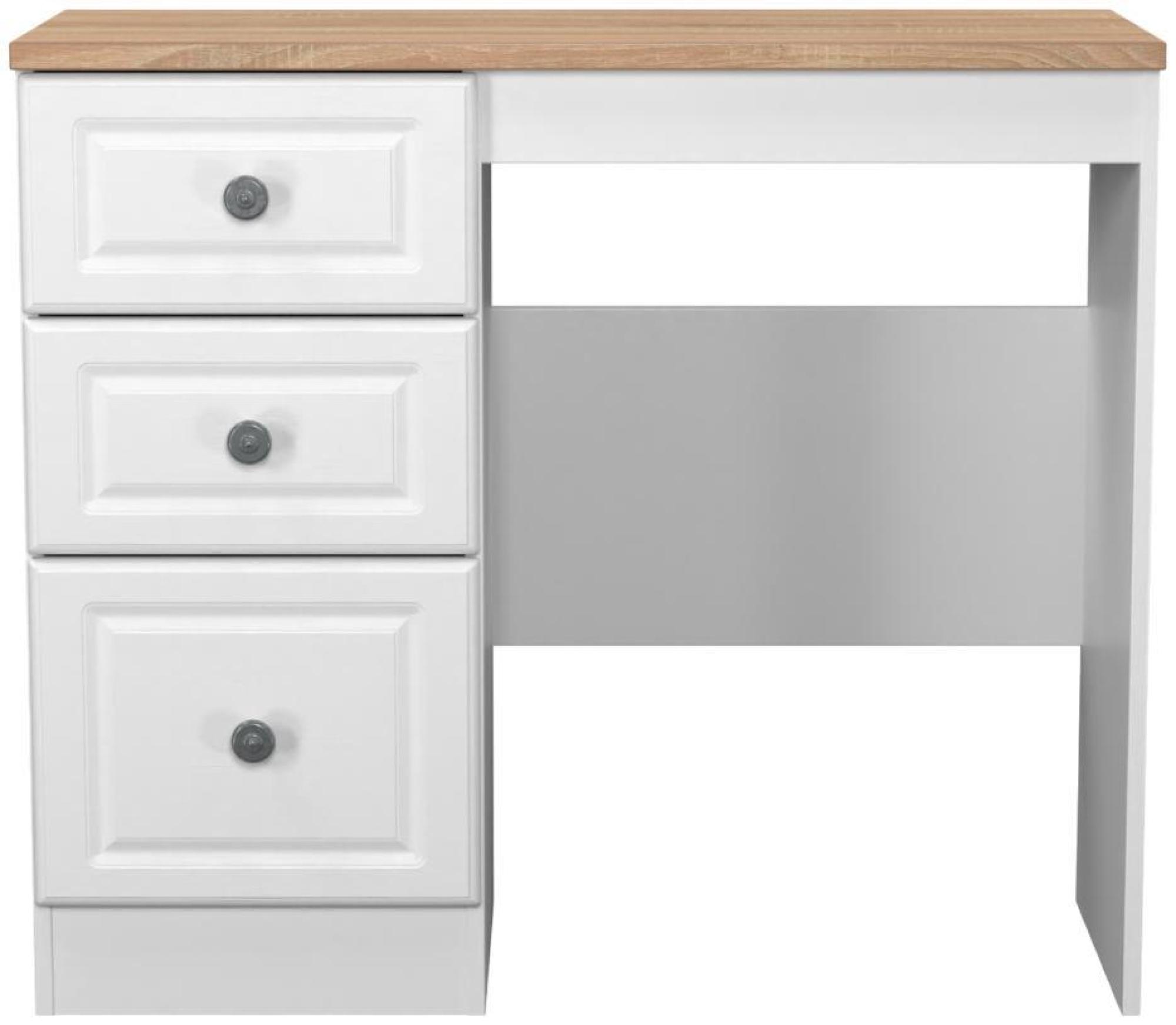 Norfolk Dressing Table - Single - 3 Drawer - White and Oak