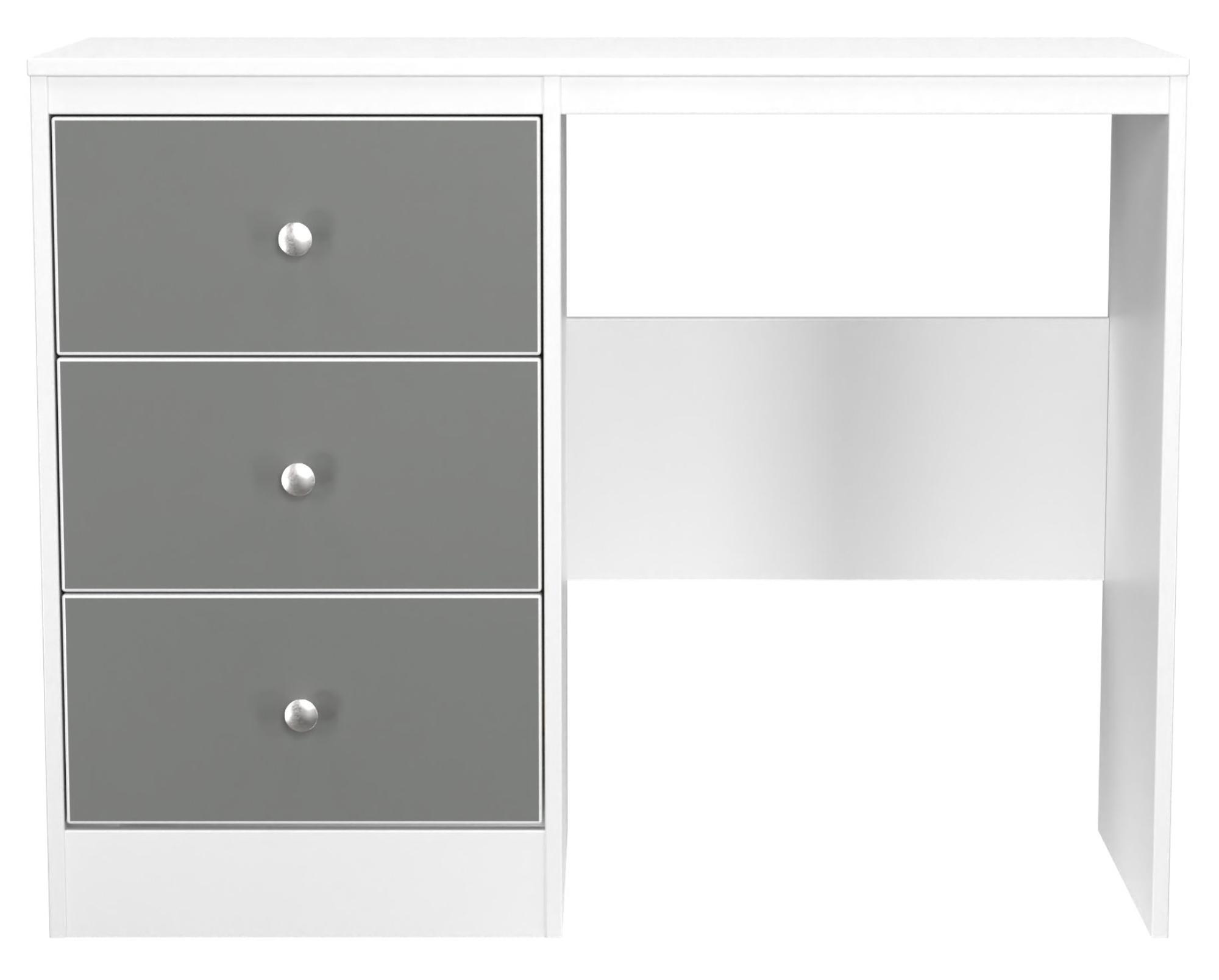 Padstow Dressing Table - Single - 3 Drawer - Grey and White