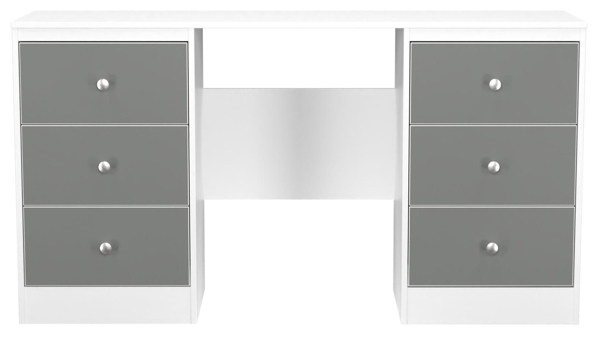 Padstow Dressing Table - Double - 6 Drawer - Grey and White