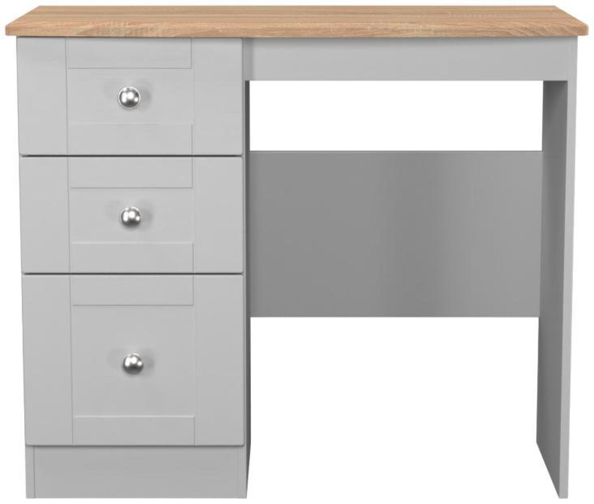 Sussex Single Dressing Table - 3 Drawer - Grey and Oak
