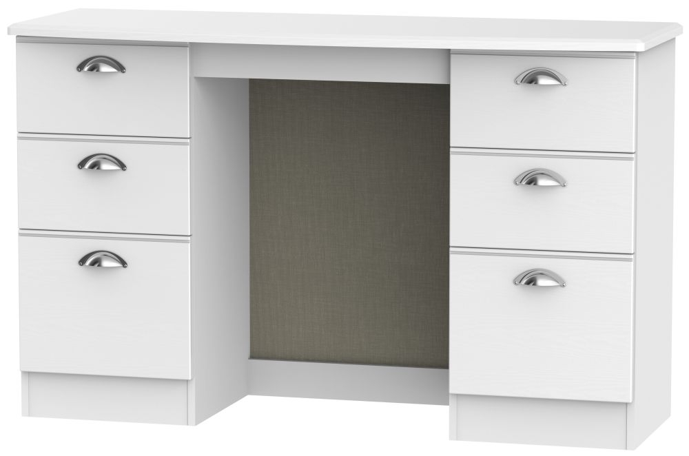 Victoria Dressing Table - 6 Drawer - Double - White