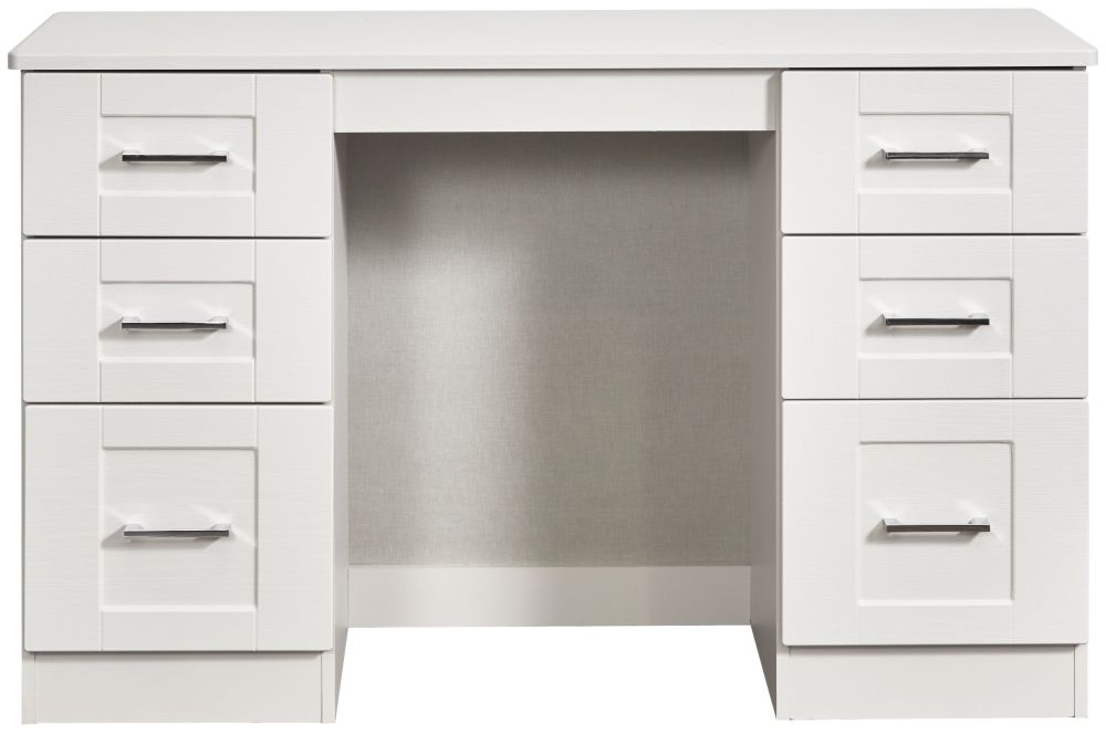 York Dressing Table - 6 Drawer - Double - White