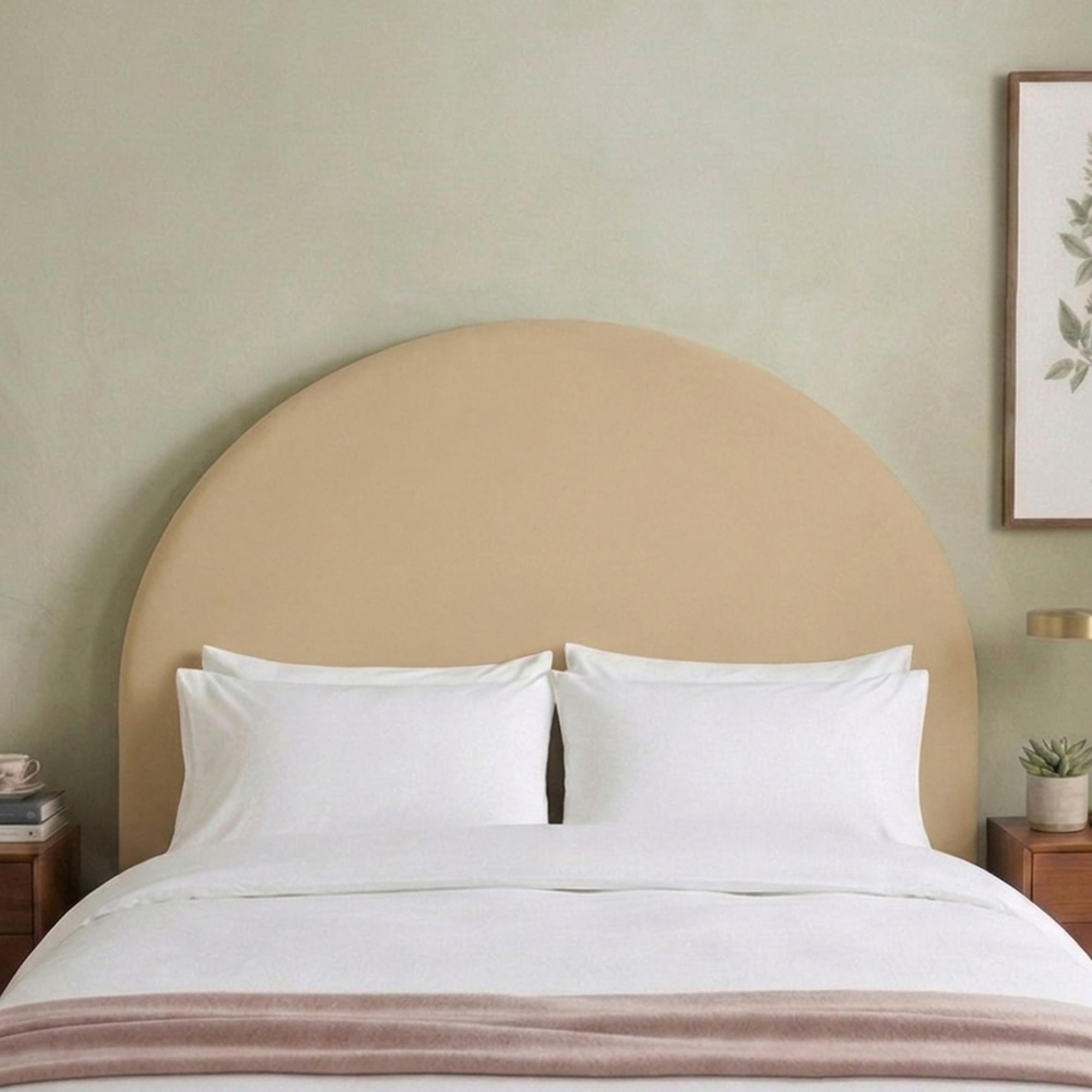 Hibiscus Headboard - Cologne Latte - Fabric - Sizes Available