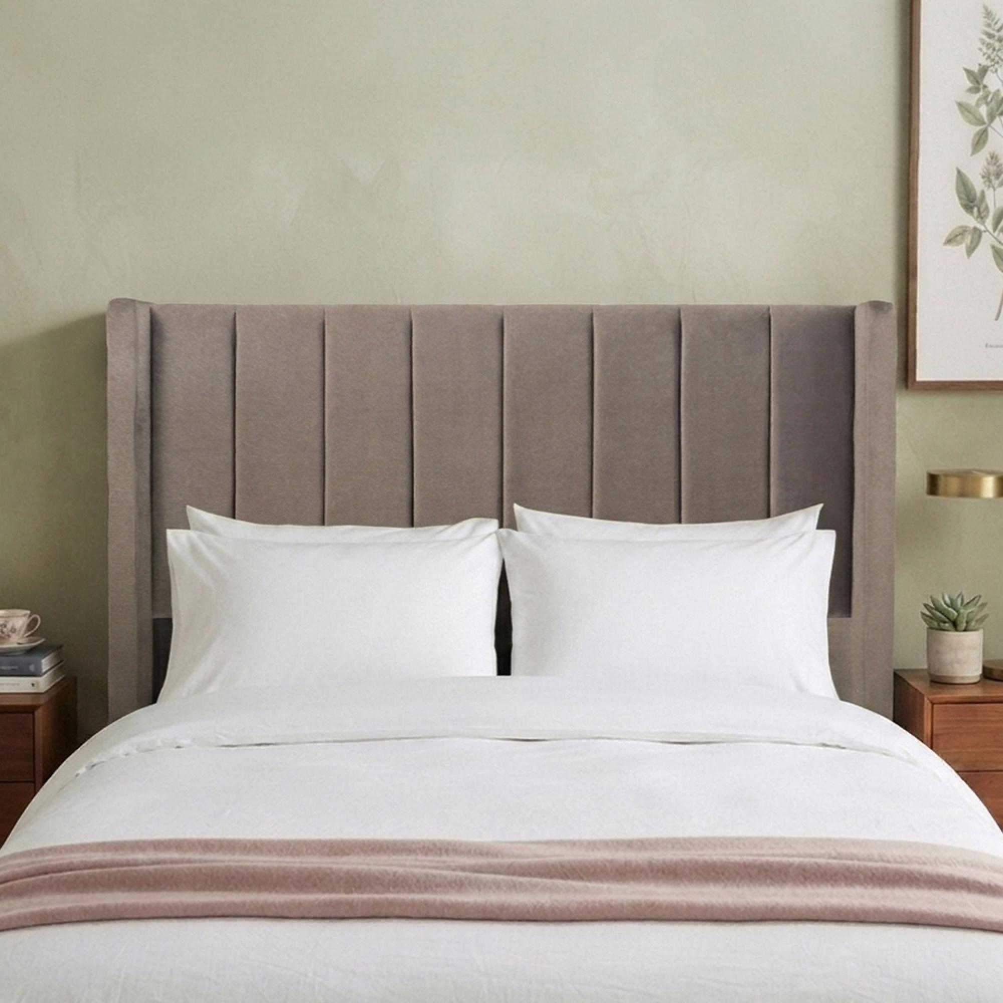 Poppy Floor Standing Headboard - Biscuit - Fabric - Sizes Available