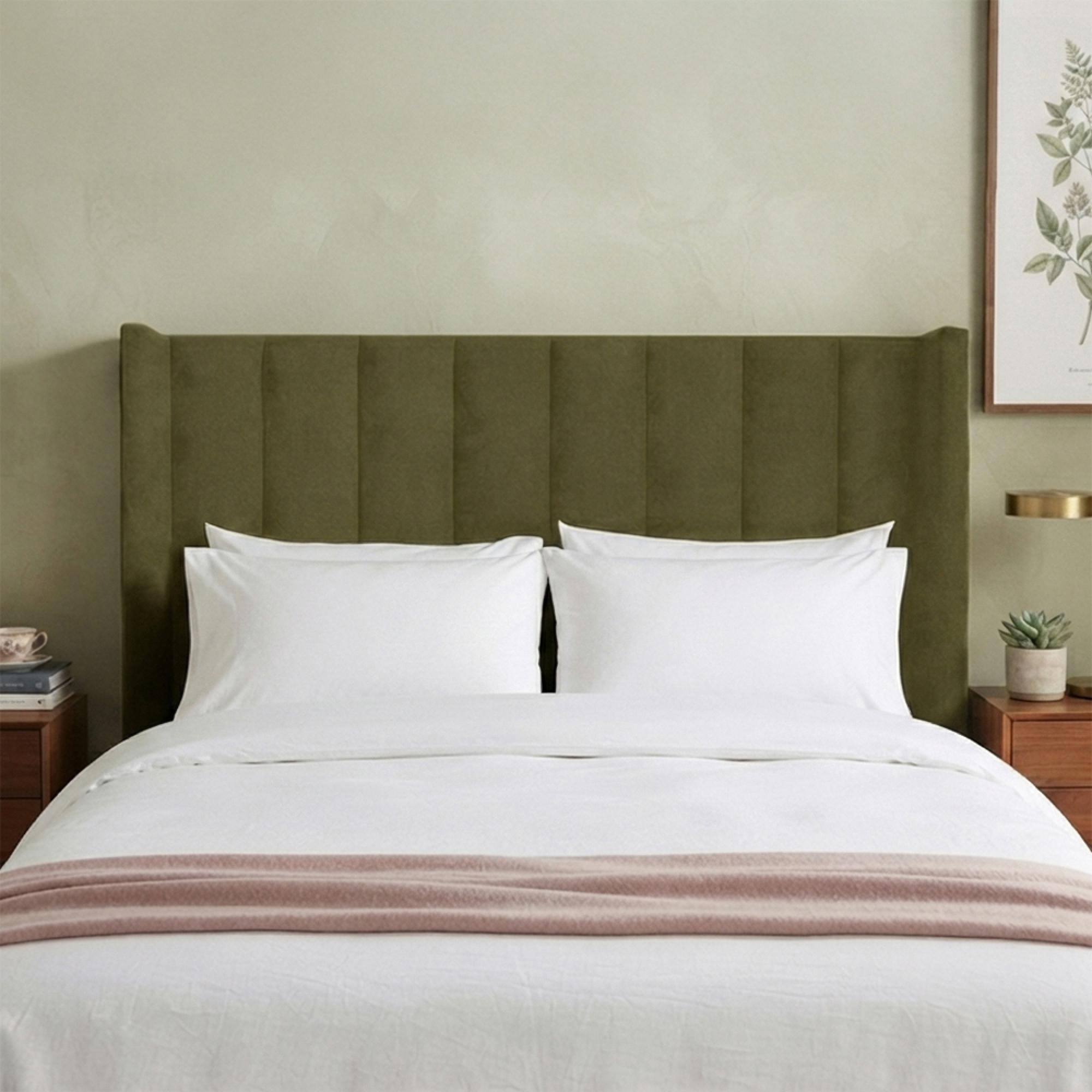 Poppy Floor Standing Headboard - Olive Green - Fabric - Sizes Available