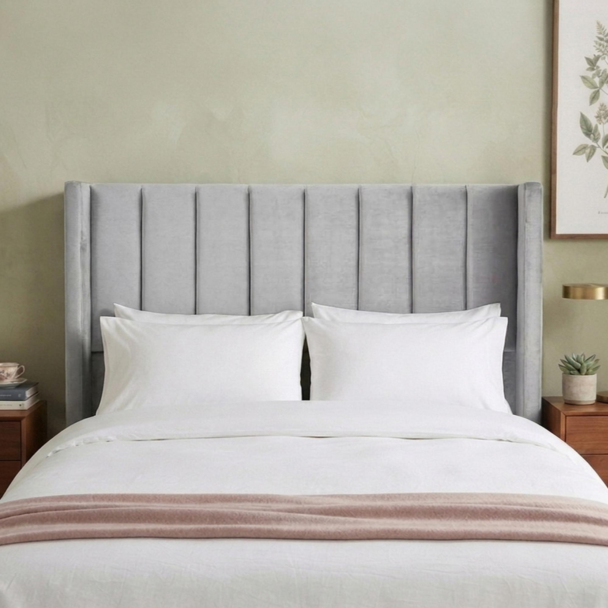 Poppy Floor Standing Headboard - Oyster - Fabric - Sizes Available
