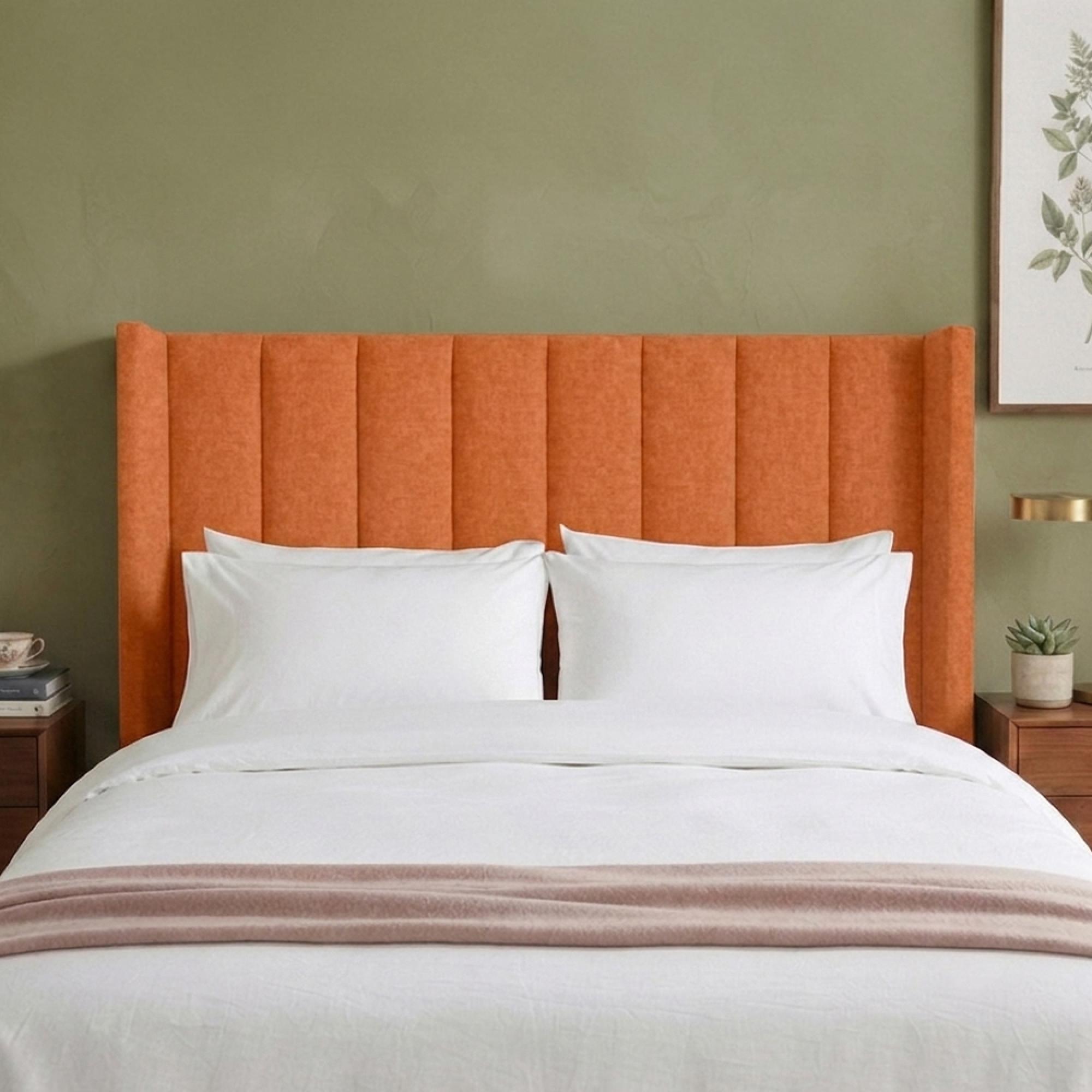 Poppy Floor Standing Headboard - Pumpkin Orange - Fabric - Sizes Available
