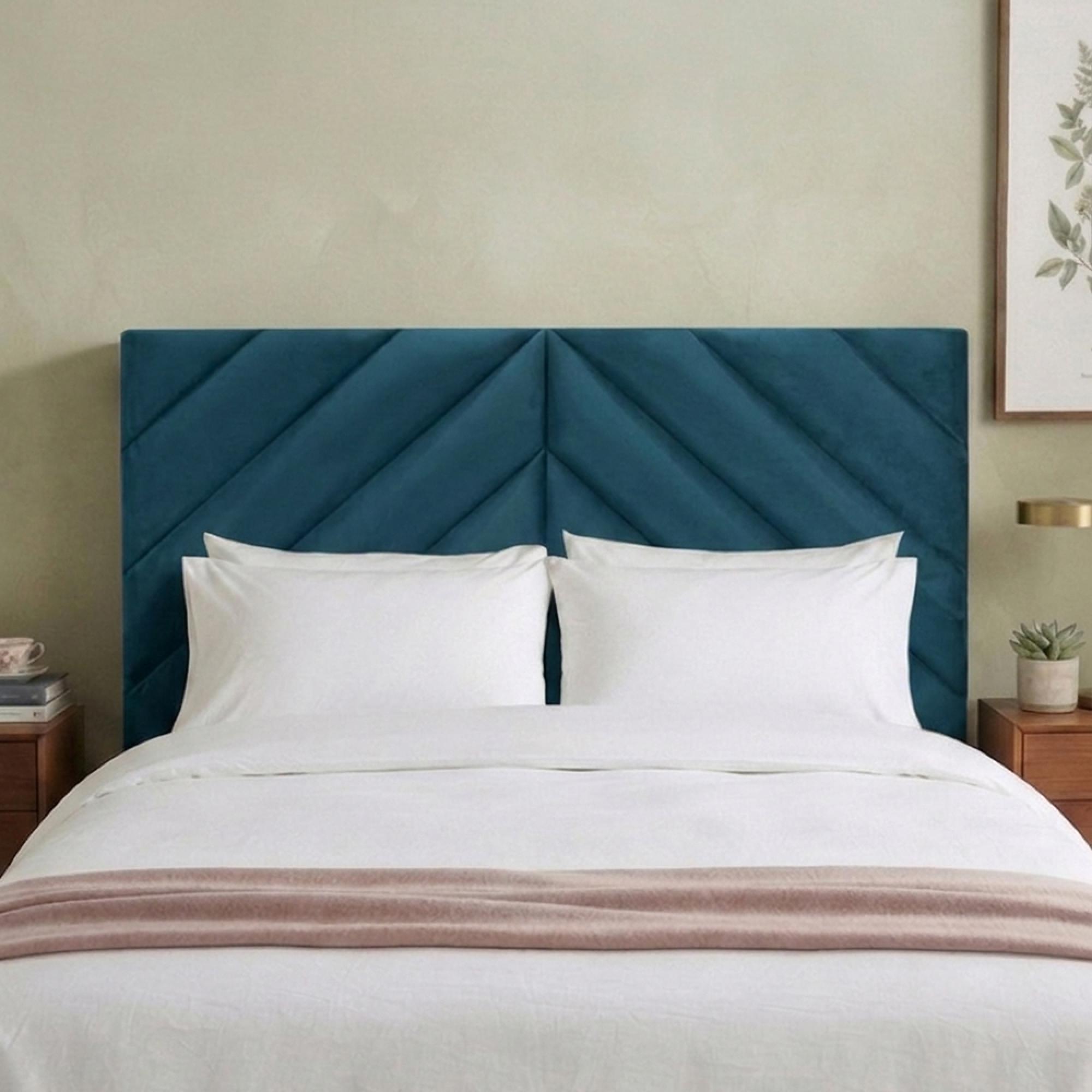 Rose Headboard - Teal Blue - Fabric - Sizes Available