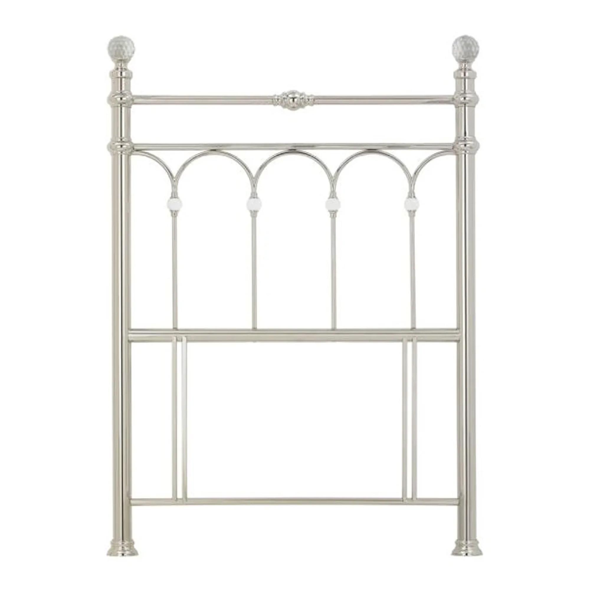 Krystal Shiny Nickel Metal Headboard - 3ft Single