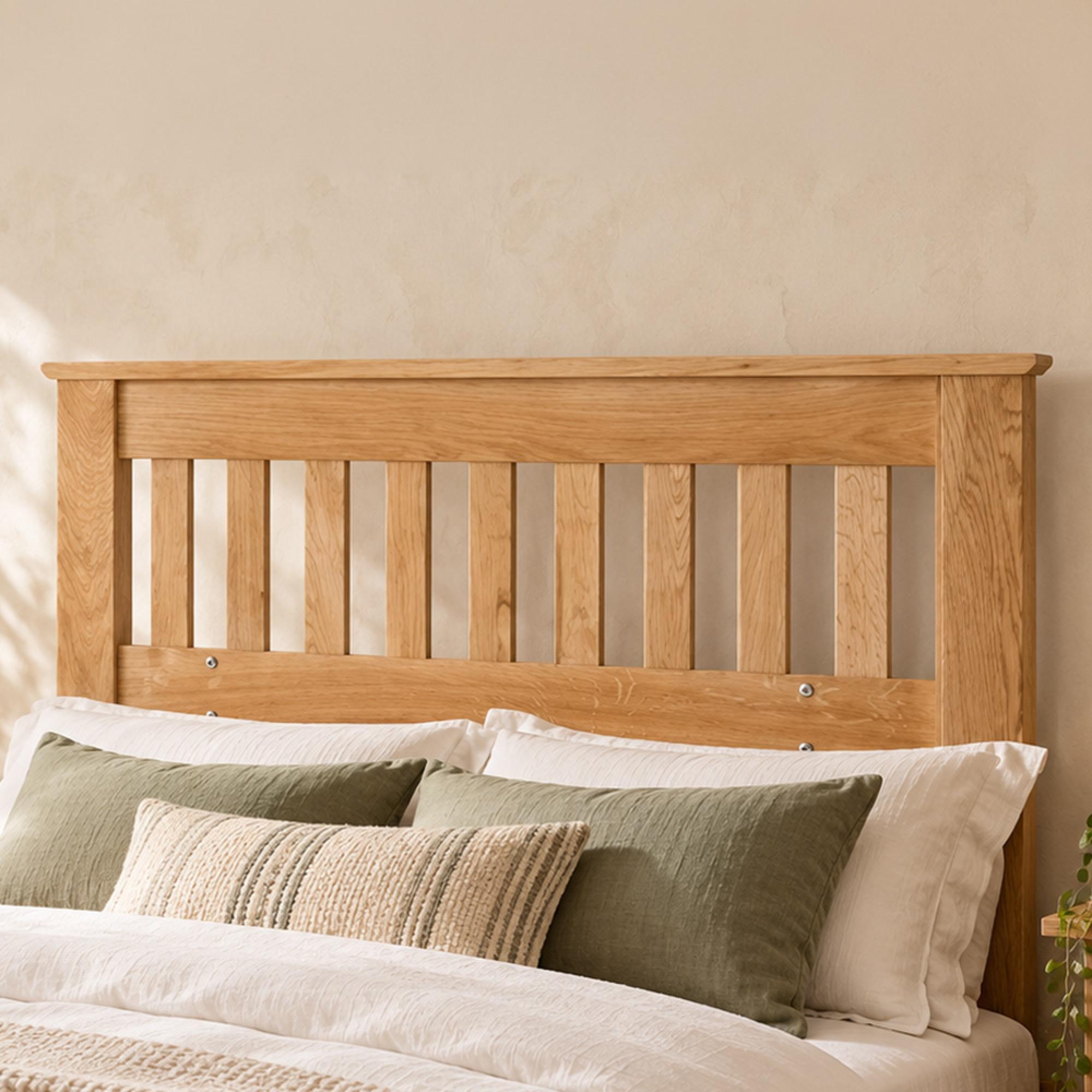 Nimbus Bed - Slatted Headboard - Oak - Sizes Available