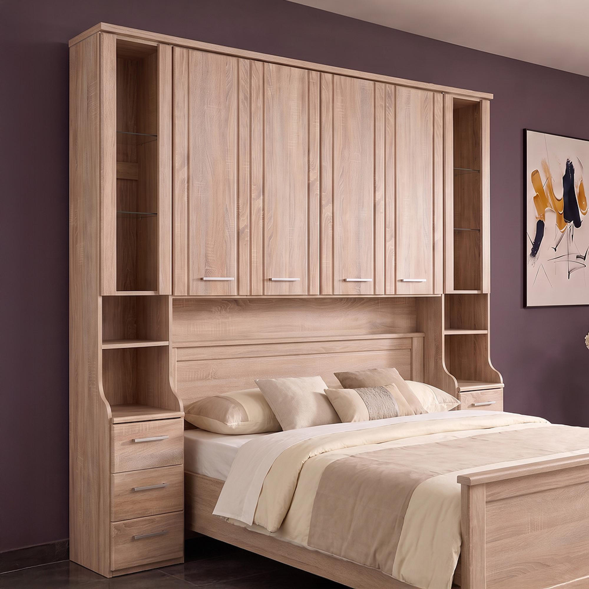 Luxor 3+4 Rustic Oak 215cm Overbed Unit with 33cm Occasional Element