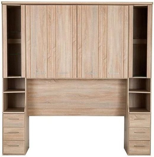 Luxor 3+4 Overbed Unit - 235cm - 33cm Occasional Element - Rustic Oak