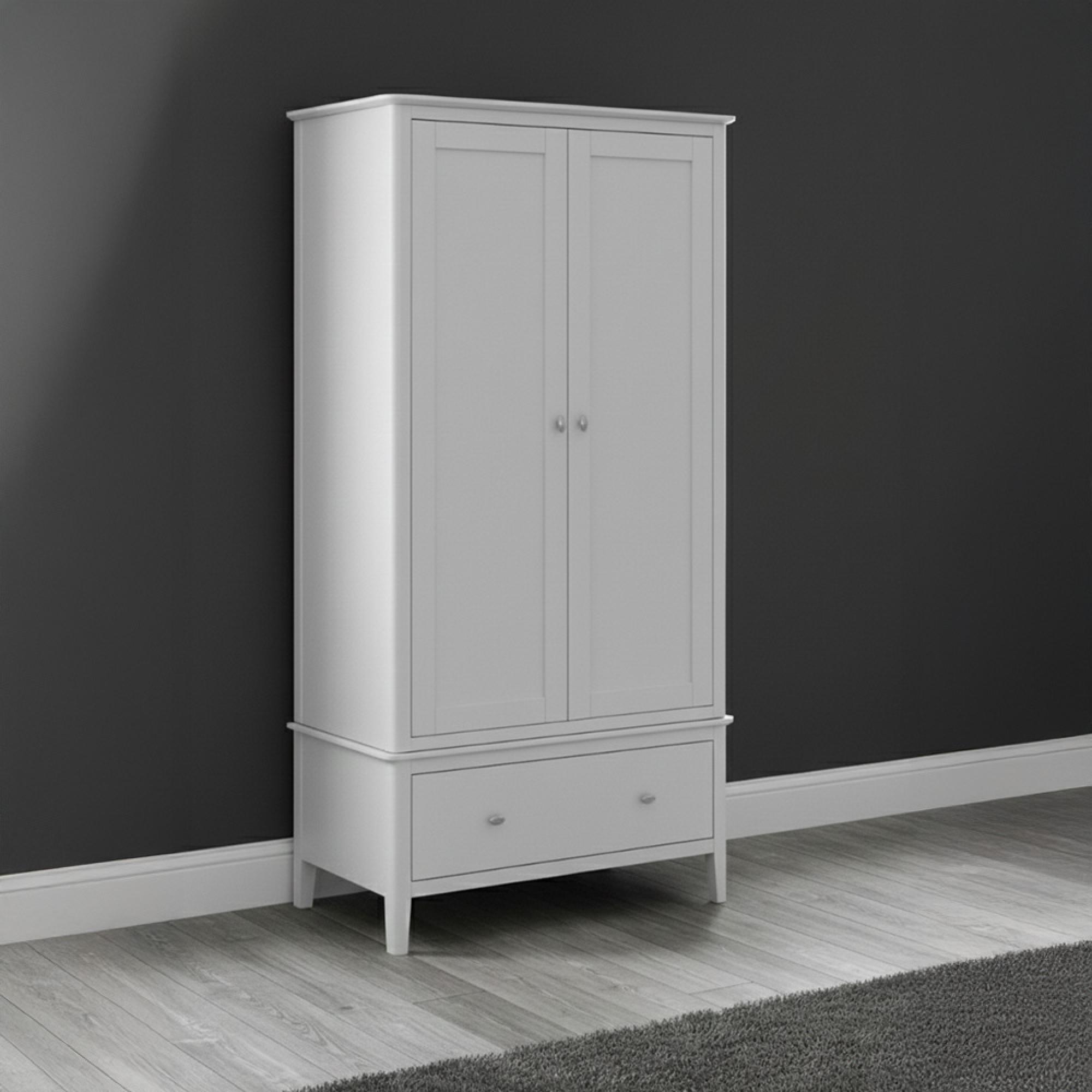 Hampstead Double Wardrobe - 2 Door - 1 Drawer - White