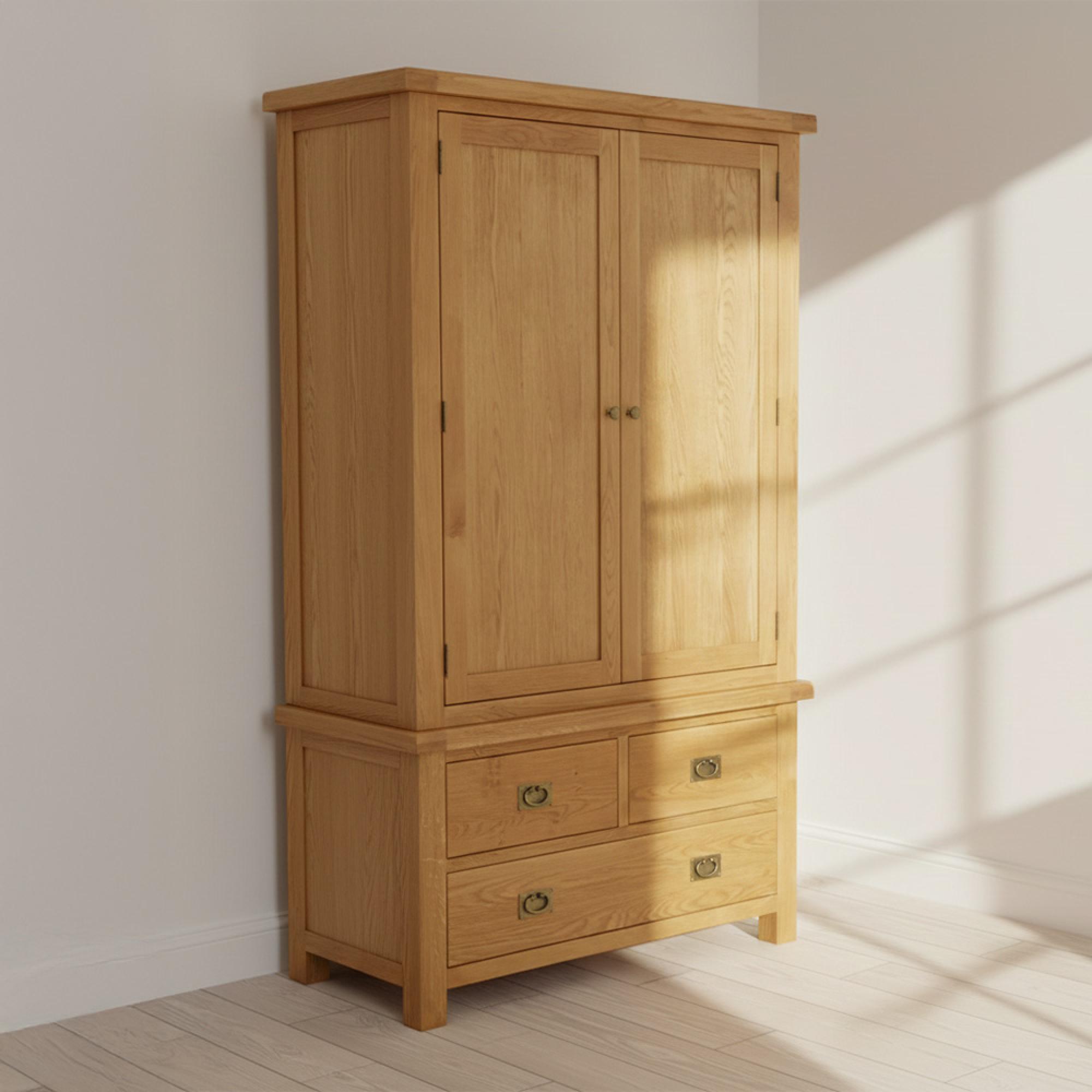 Salisbury Premium Wardrobe - 2 Door - 3 Drawer - Oak