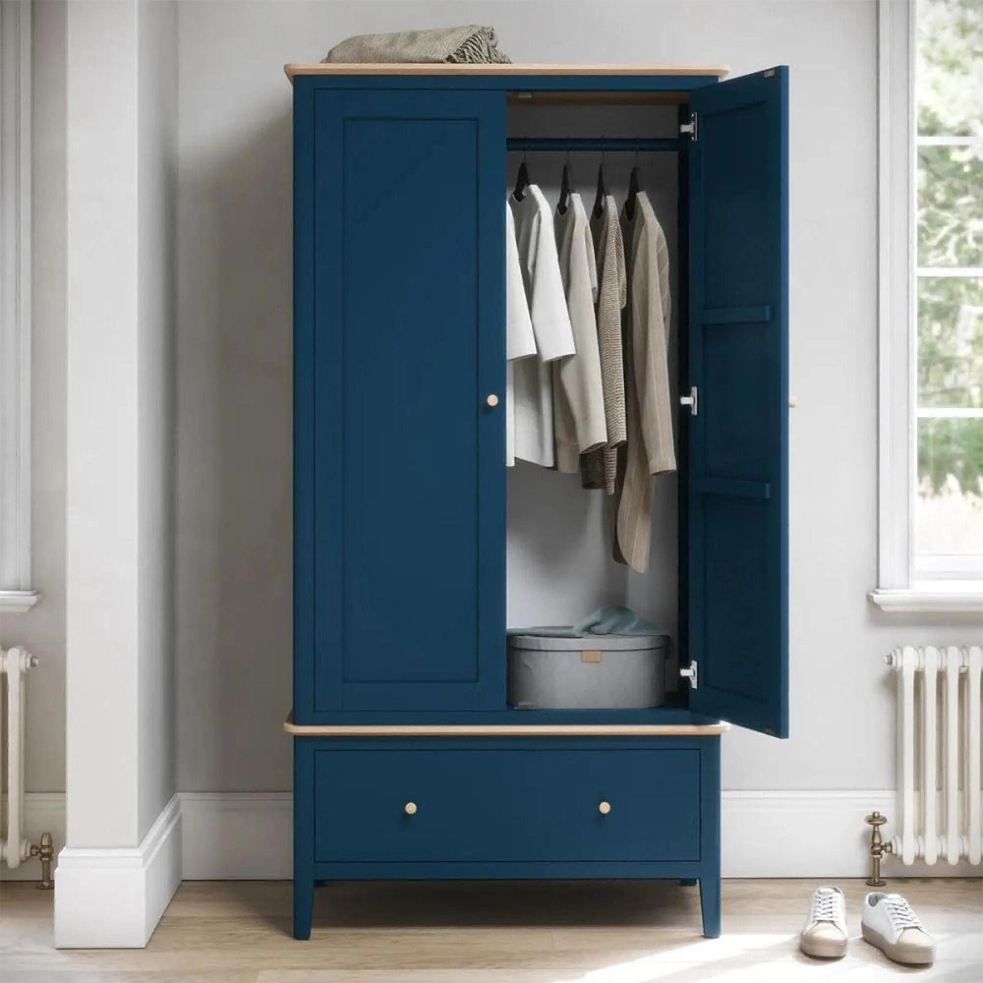 Marlow Wardrobe - 2 Door - 1 Drawer - Blue