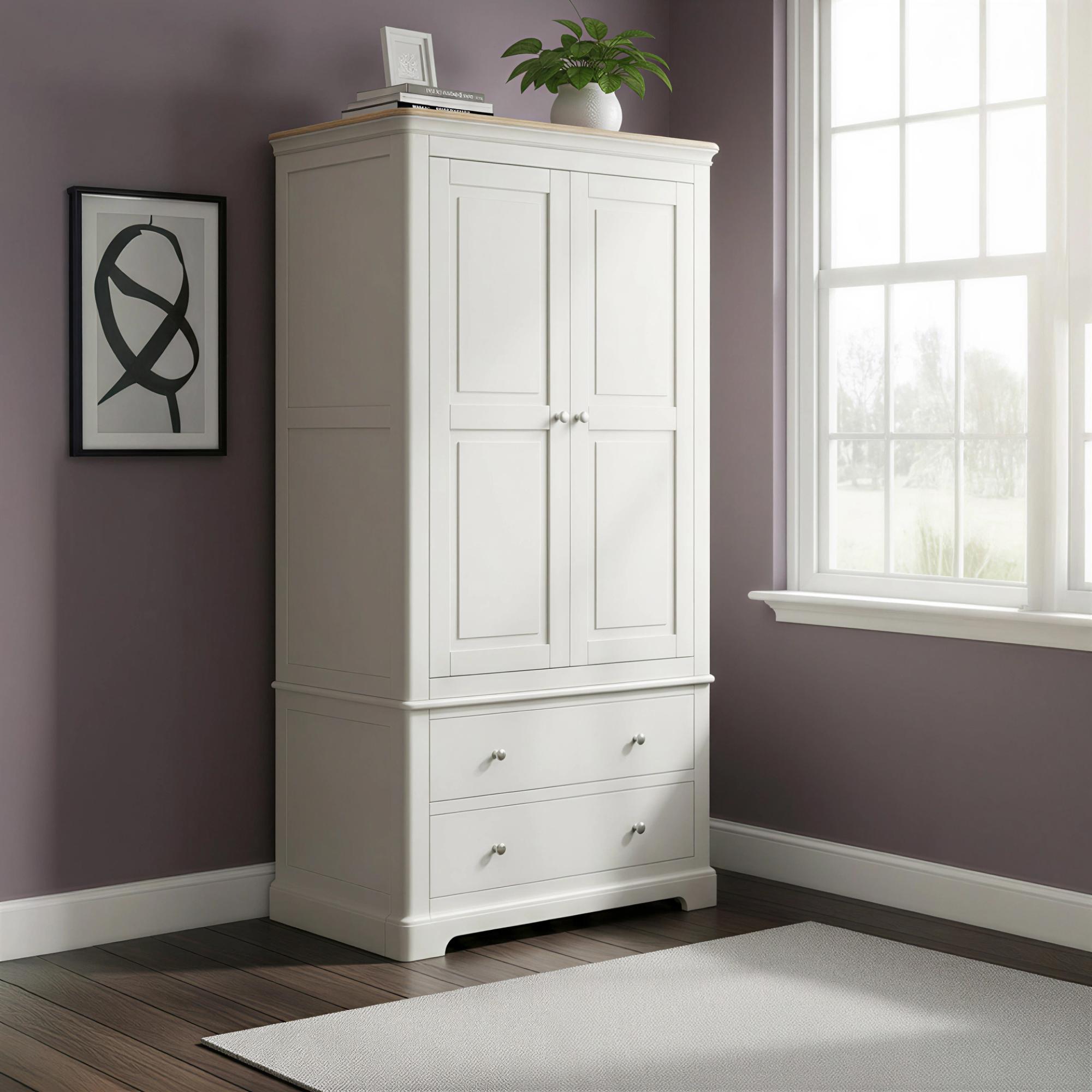 Cromwell Wardrobe - 2 Door - 2 Drawer - Grey Painted