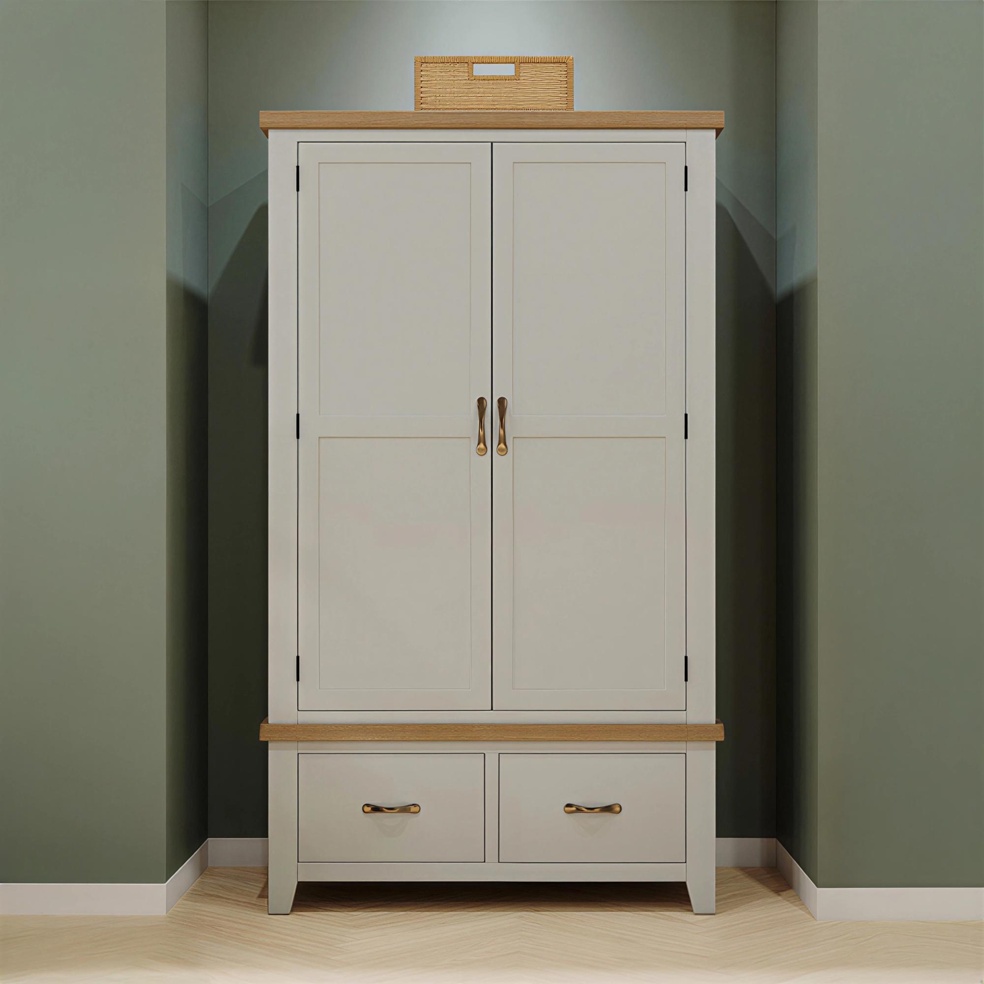 Wilmont Wardrobe - 2 Door - 2 Drawer - Grey Painted