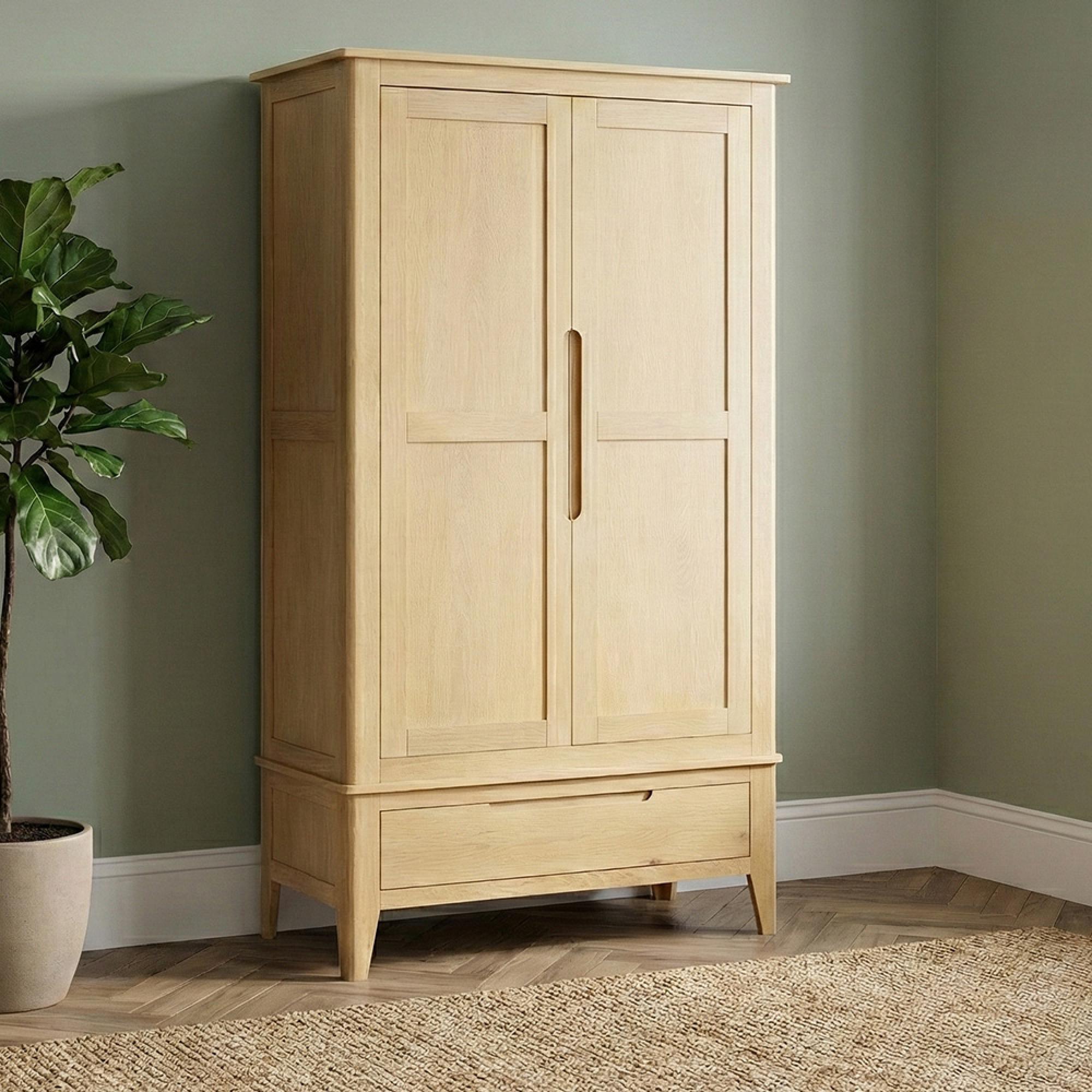 Twyford Wardrobe - 2 Door - 1 Drawer - Oak