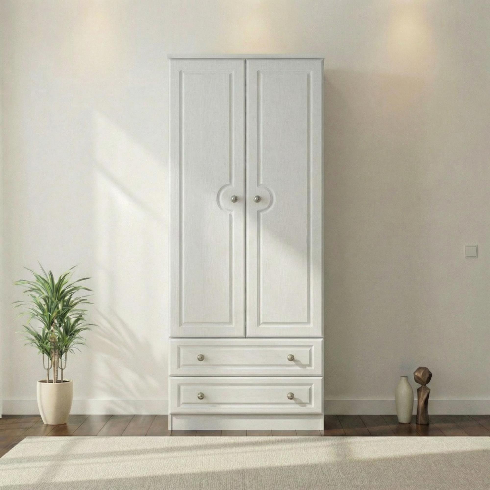 Pembroke Wardrobe - 2 Door - 2 Drawer - Double - White