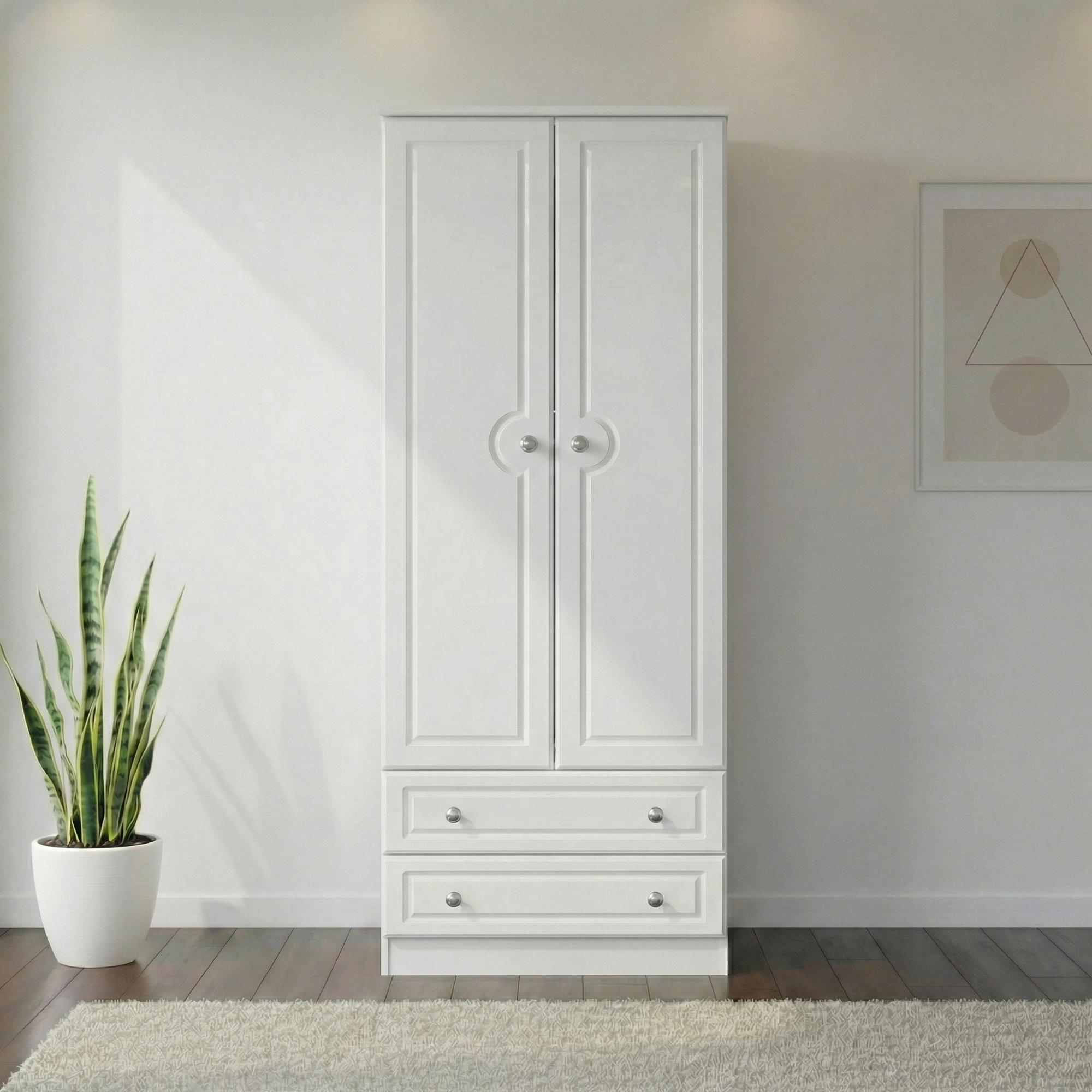 Pembroke Wardrobe - 2 Door - 2 Drawer - Tall - White