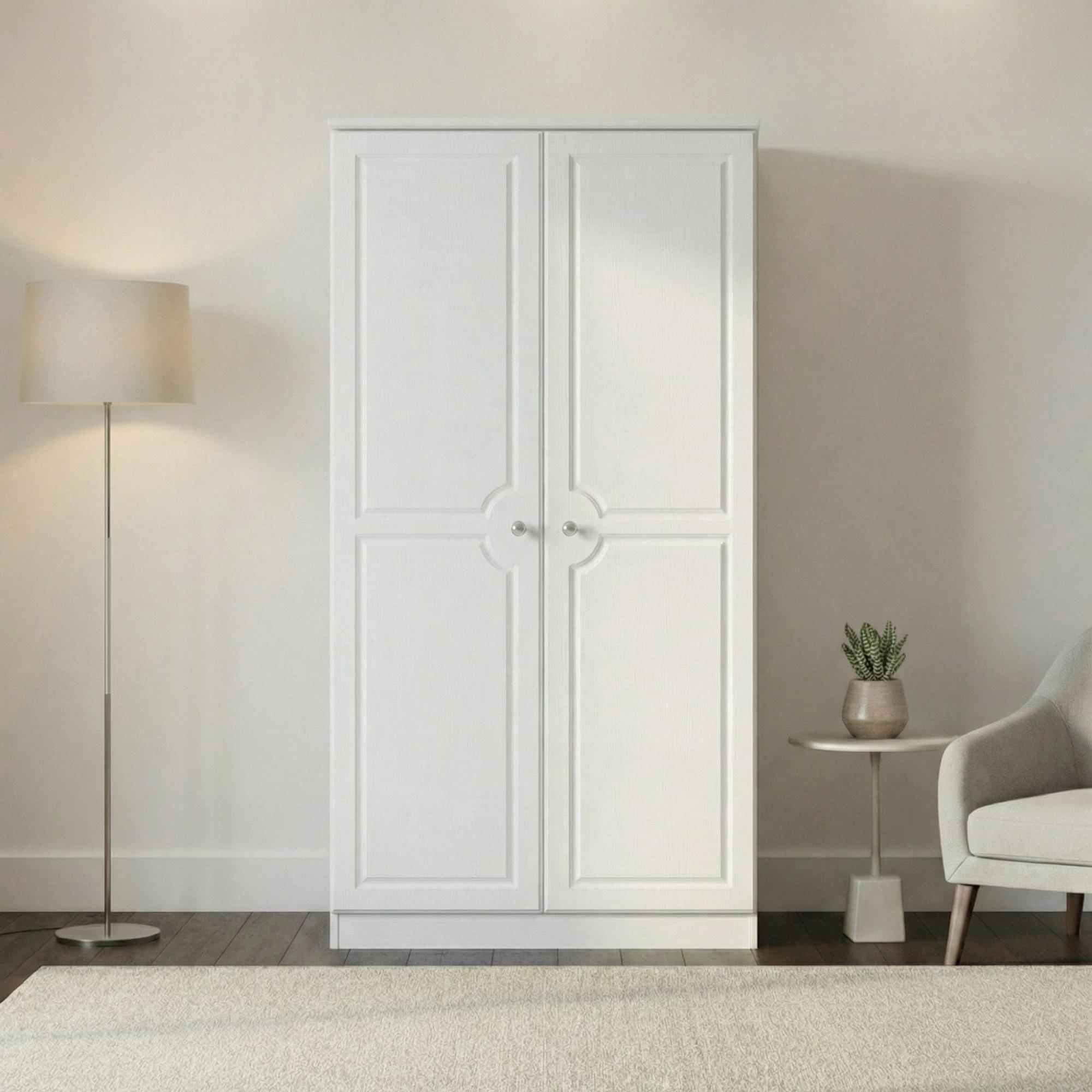 Pembroke Wardrobe - 2 Door - Plain - H 182.4cm - White