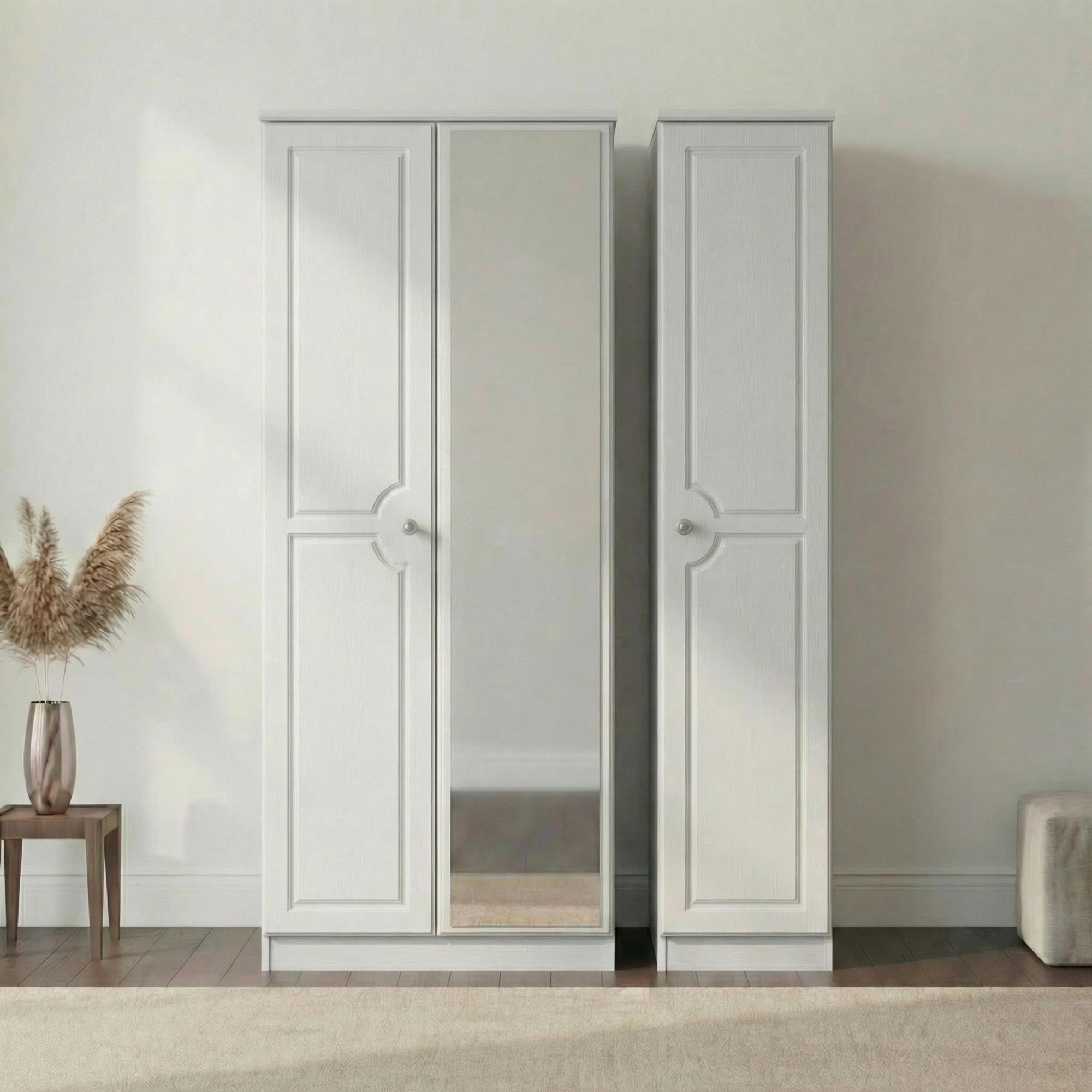 Pembroke Wardrobe - 3 Door - 1 Mirror - Triple - White