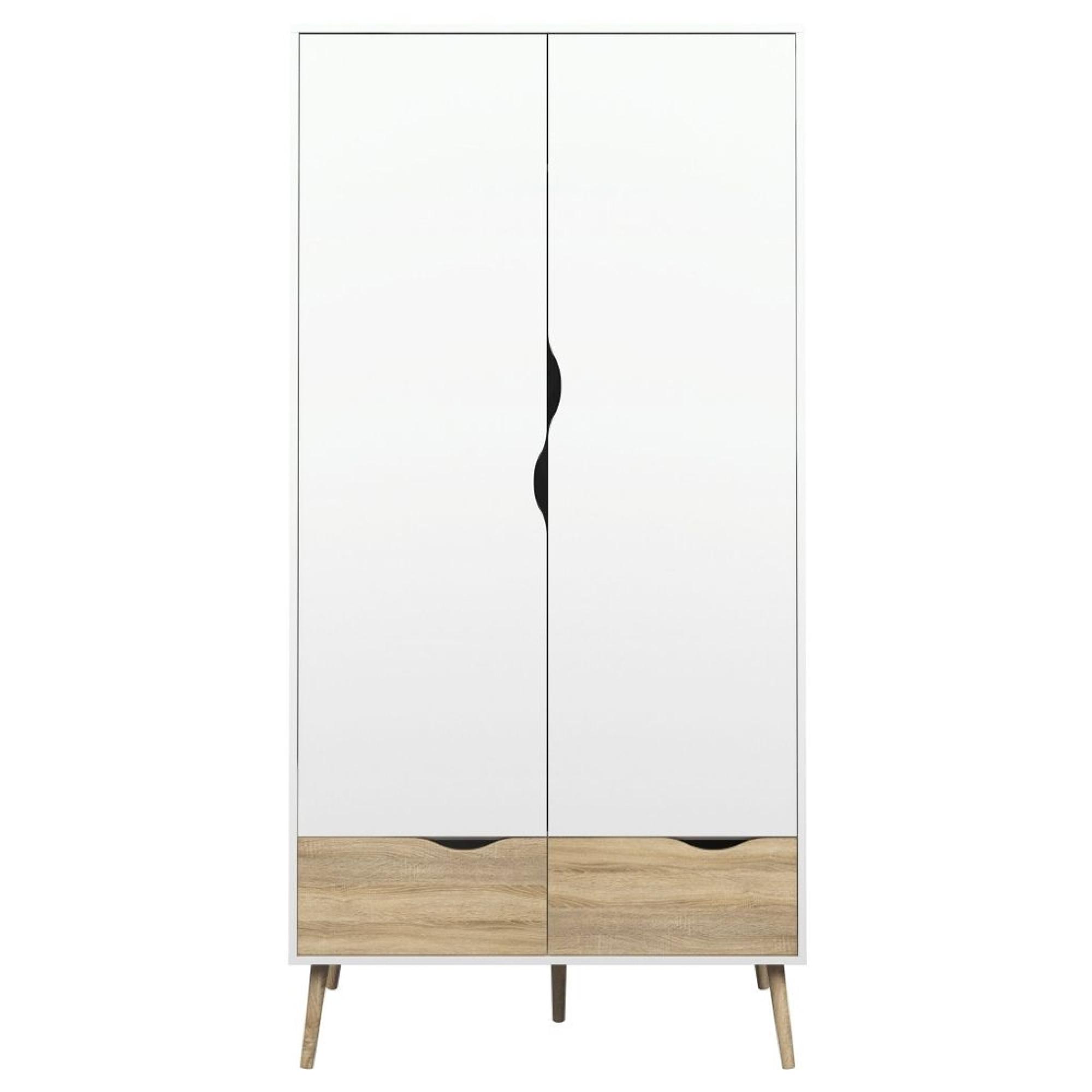 Clearance - Oslo Wardrobe - 2 Door - 2 Drawer - Double - White and Oak - A535
