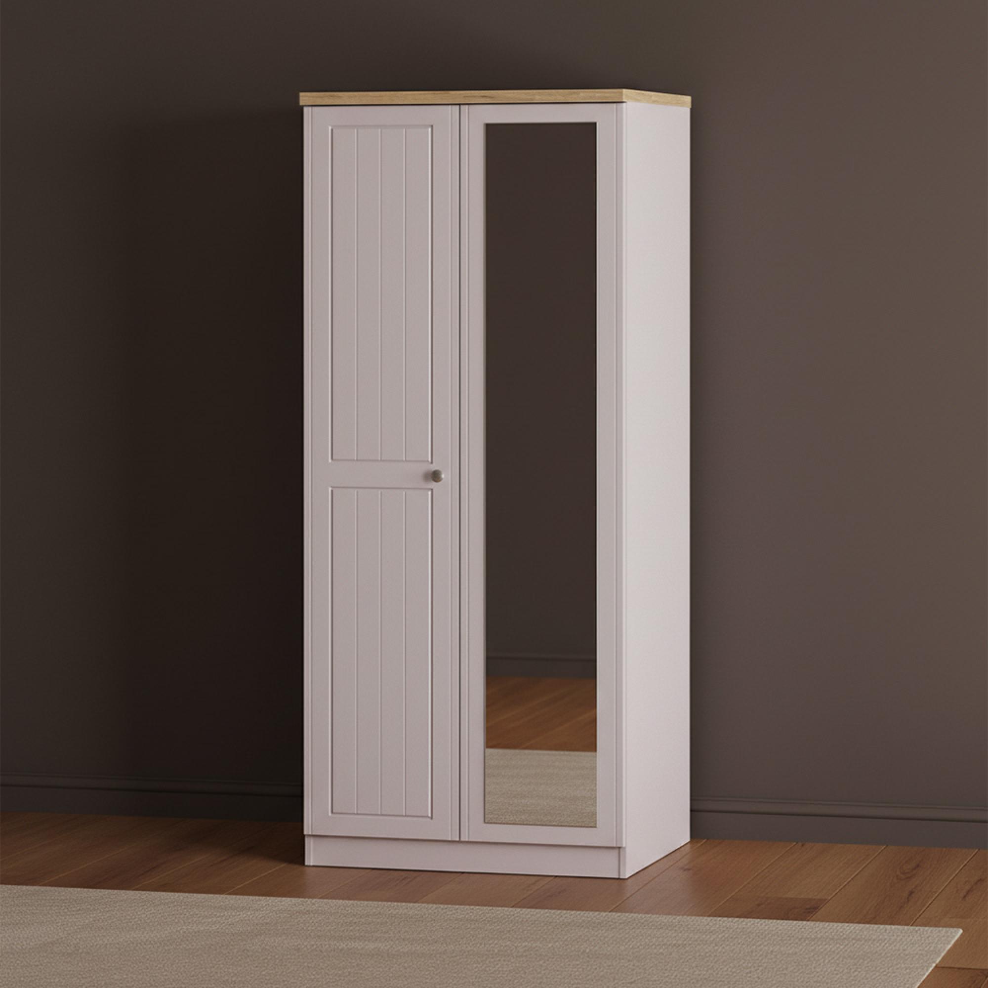 Vienna Wardrobe - 2 Door - 1 Mirror - Cashmere