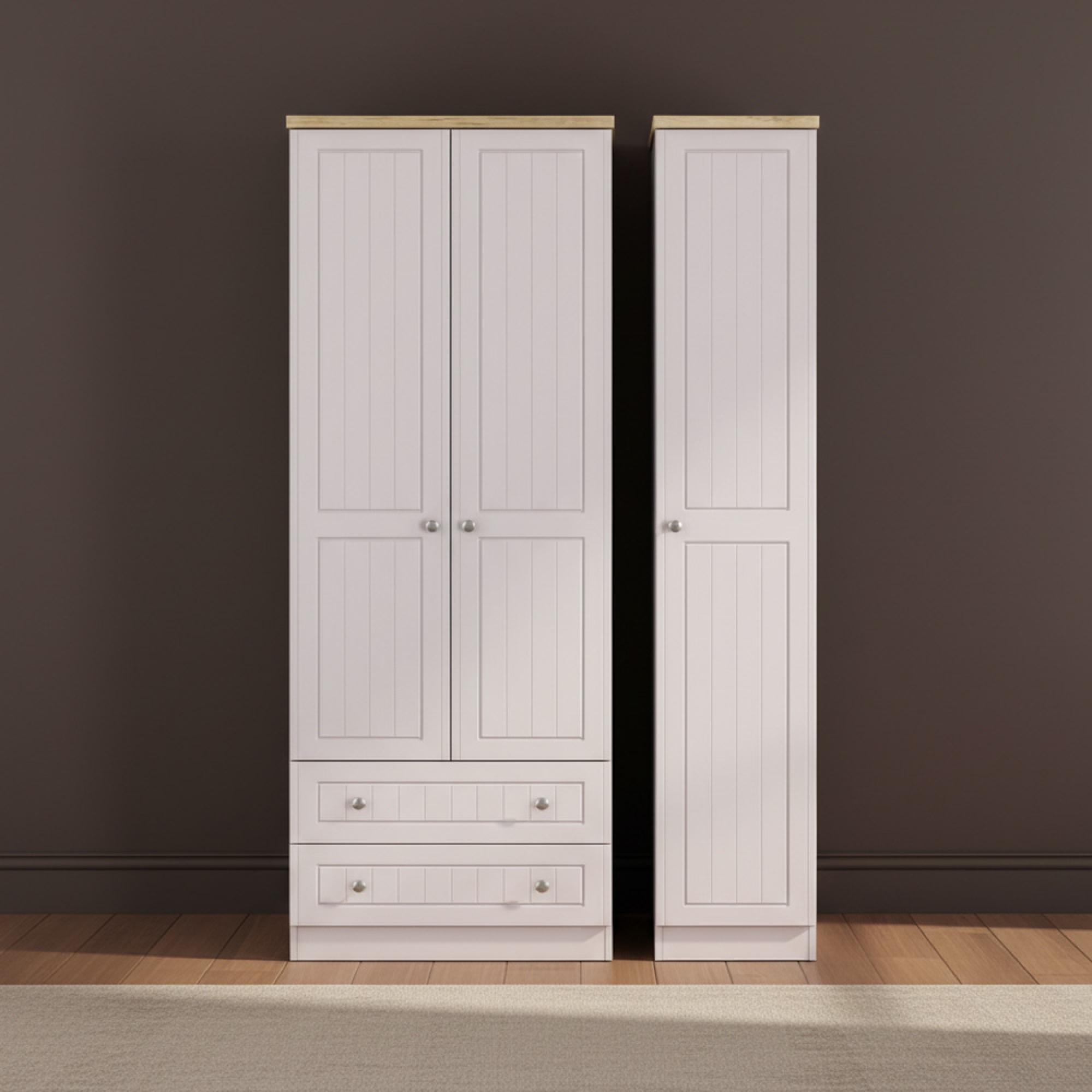 Vienna Wardrobe - 3 Door - LHF 2 Drawers - Tall - Triple - Cashmere