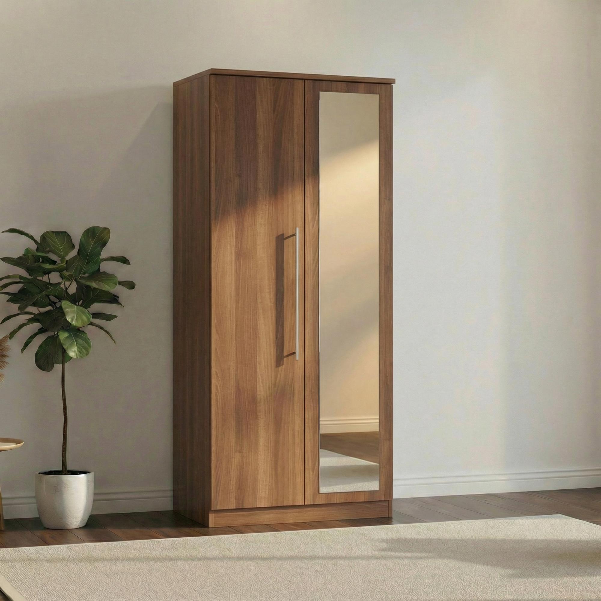 Sherwood Wardrobe - 2 Door - 1 Mirror - Walnut