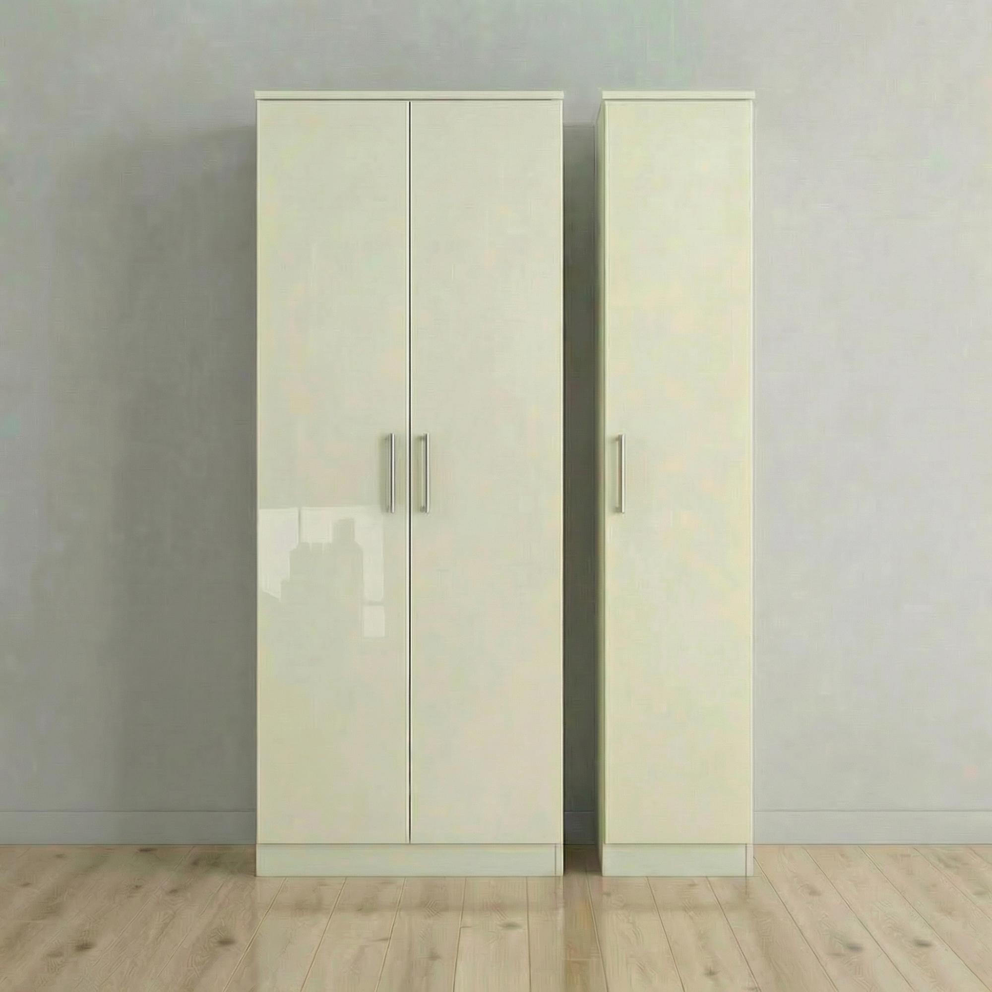 Knightsbridge Wardrobe - 3 Door - Tall Triple - Cream Gloss