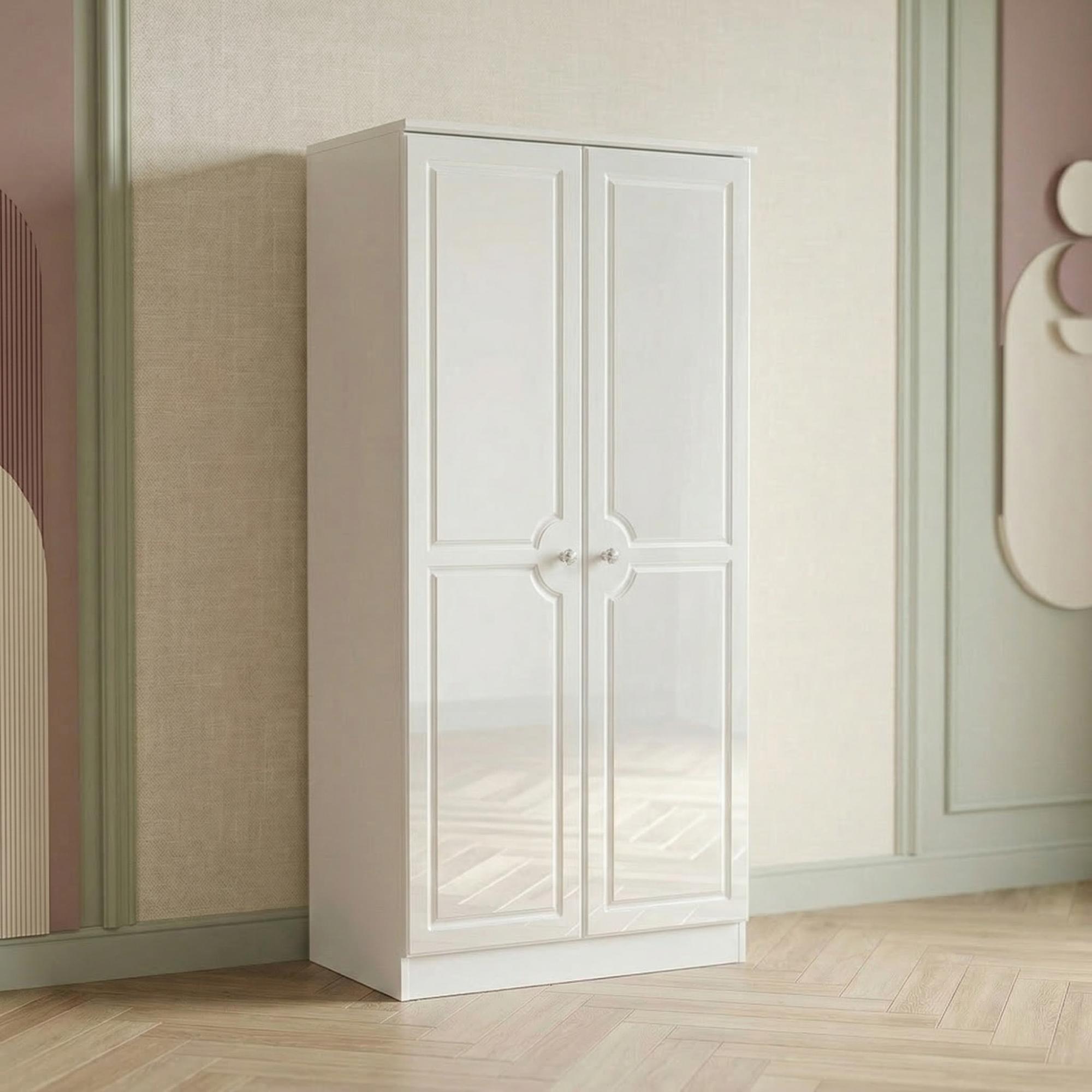 Balmoral Wardrobe - 2 Door - Plain - H 182.4cm - White Gloss