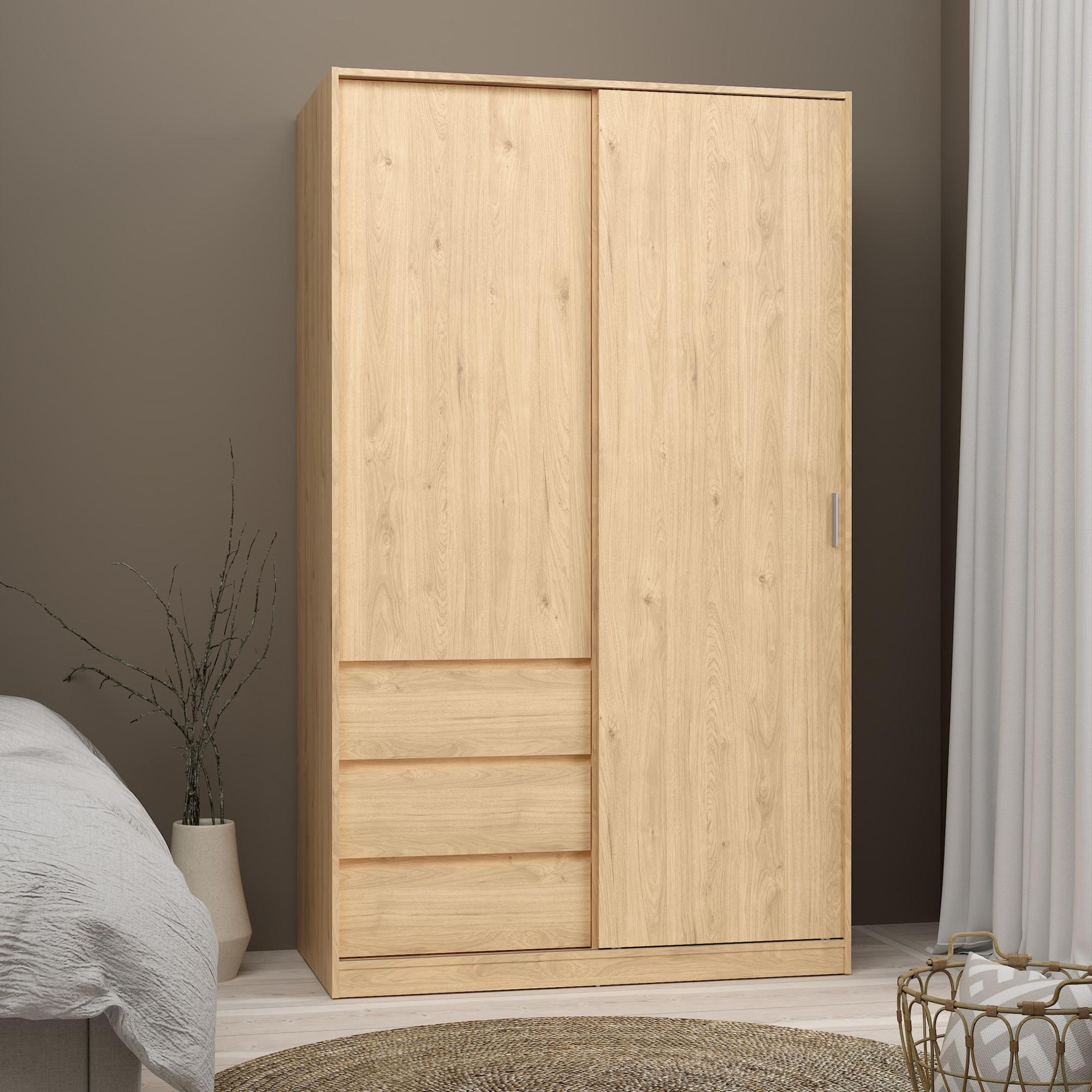 Naia Wardrobe - 2 Door - 3 Drawer - Oak