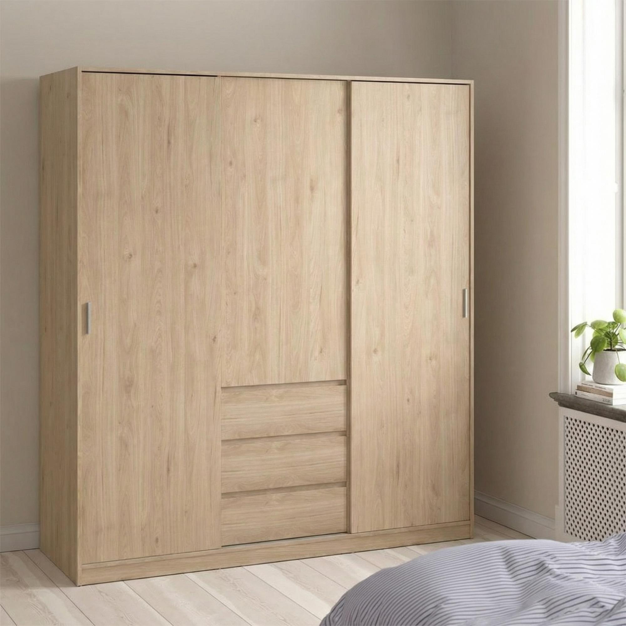 Naia Wardrobe - 3 Door - 3 Drawer - Oak