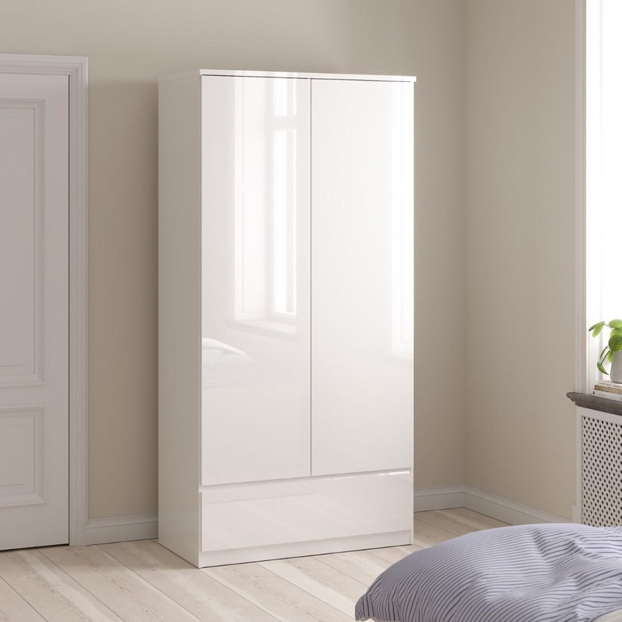 Naia Wardrobe - 2 Door - 1 Drawer - White Gloss