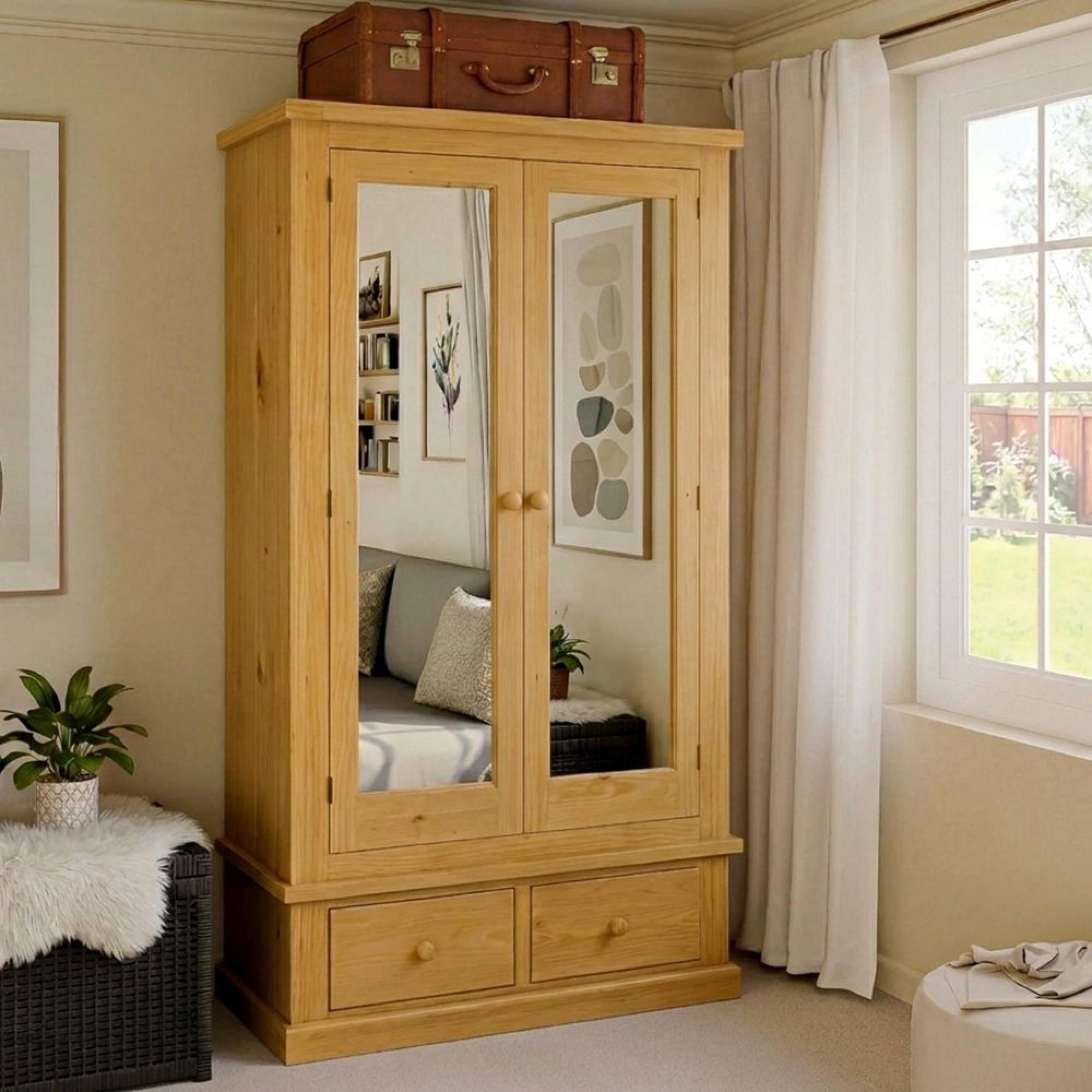 Churchill Waxed Pine 2 Door Combi Wardrobe