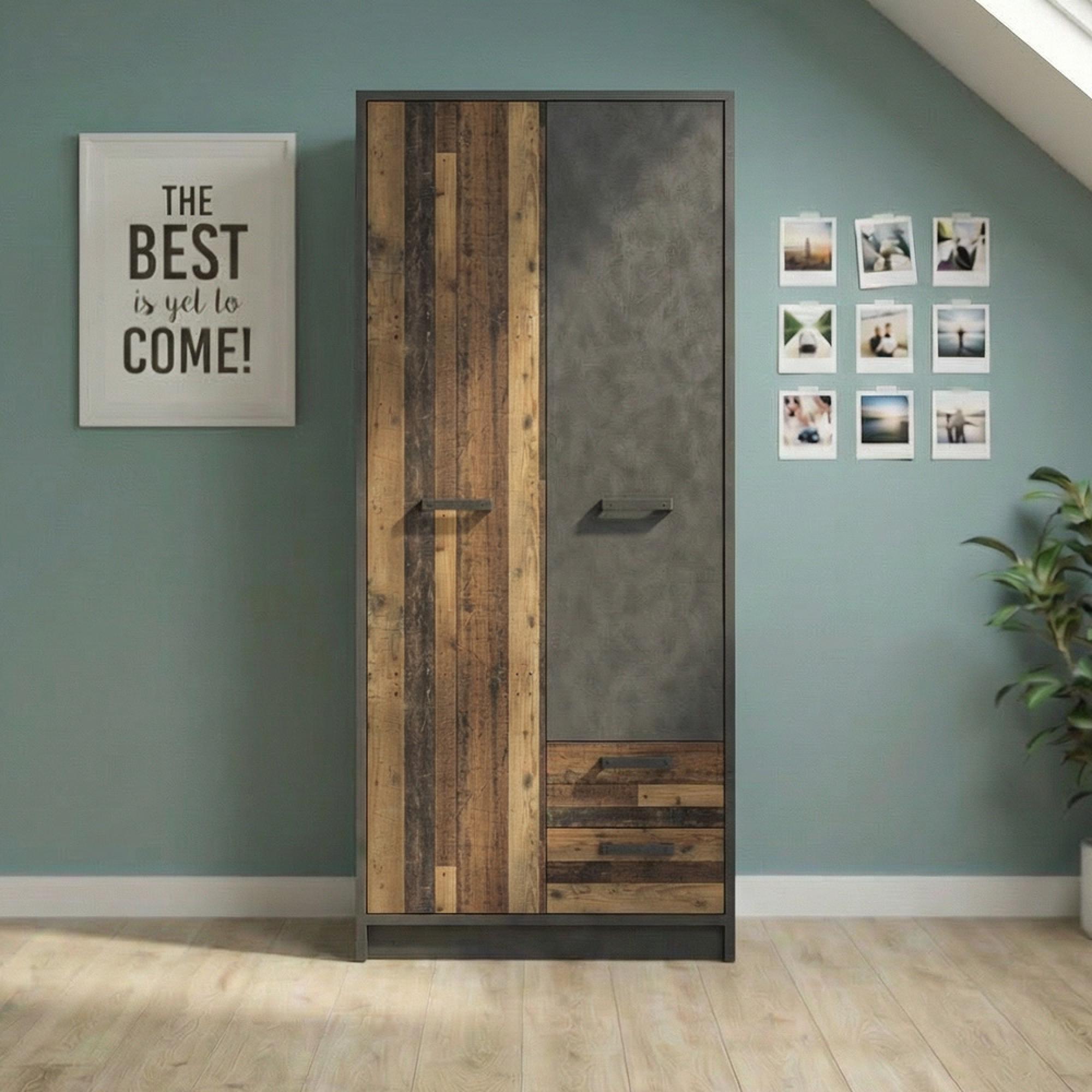 Brooklyn Wardrobe - 2 Door - 2 Drawer - Rustic