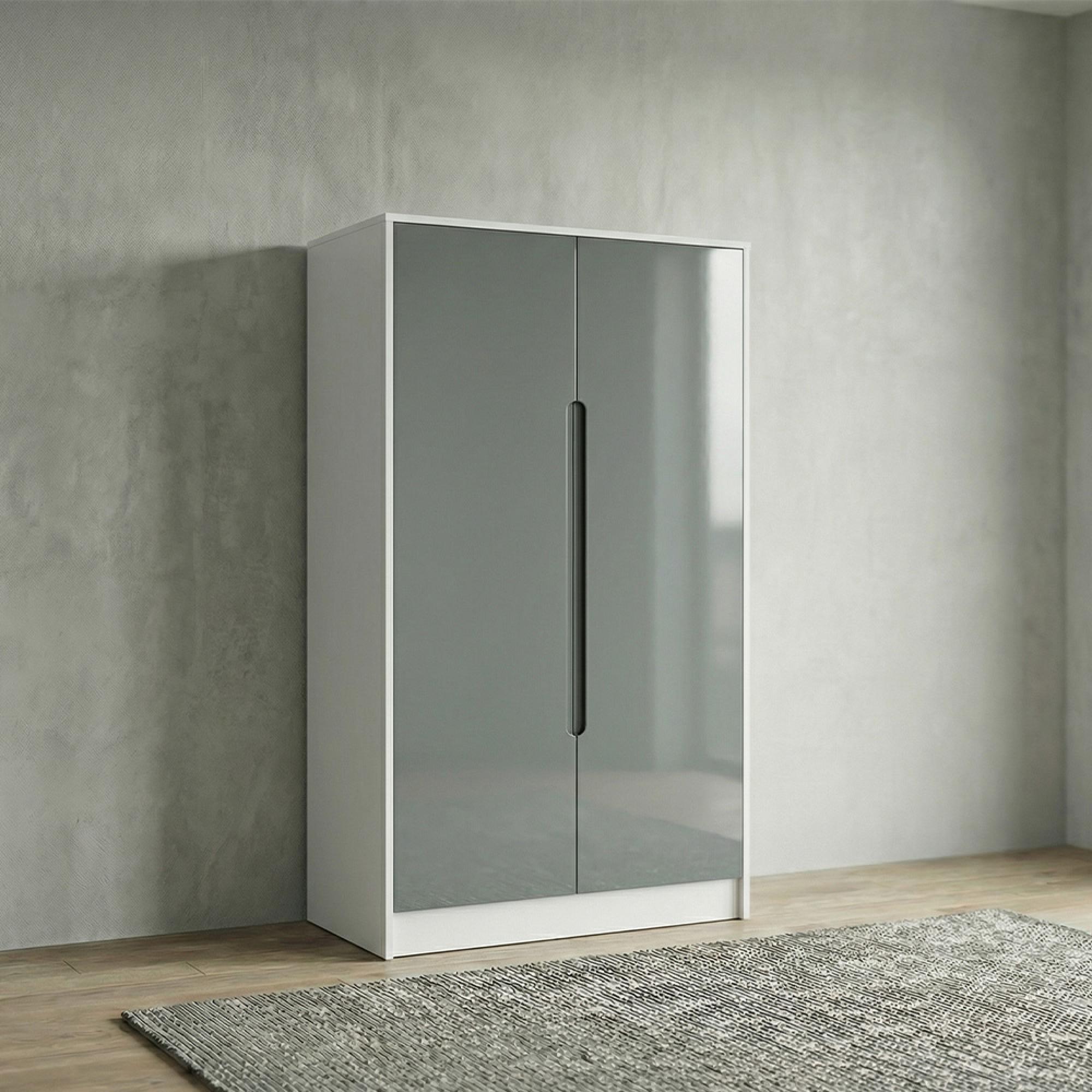 Monaco Wardrobe - Midi - Grey Gloss and White